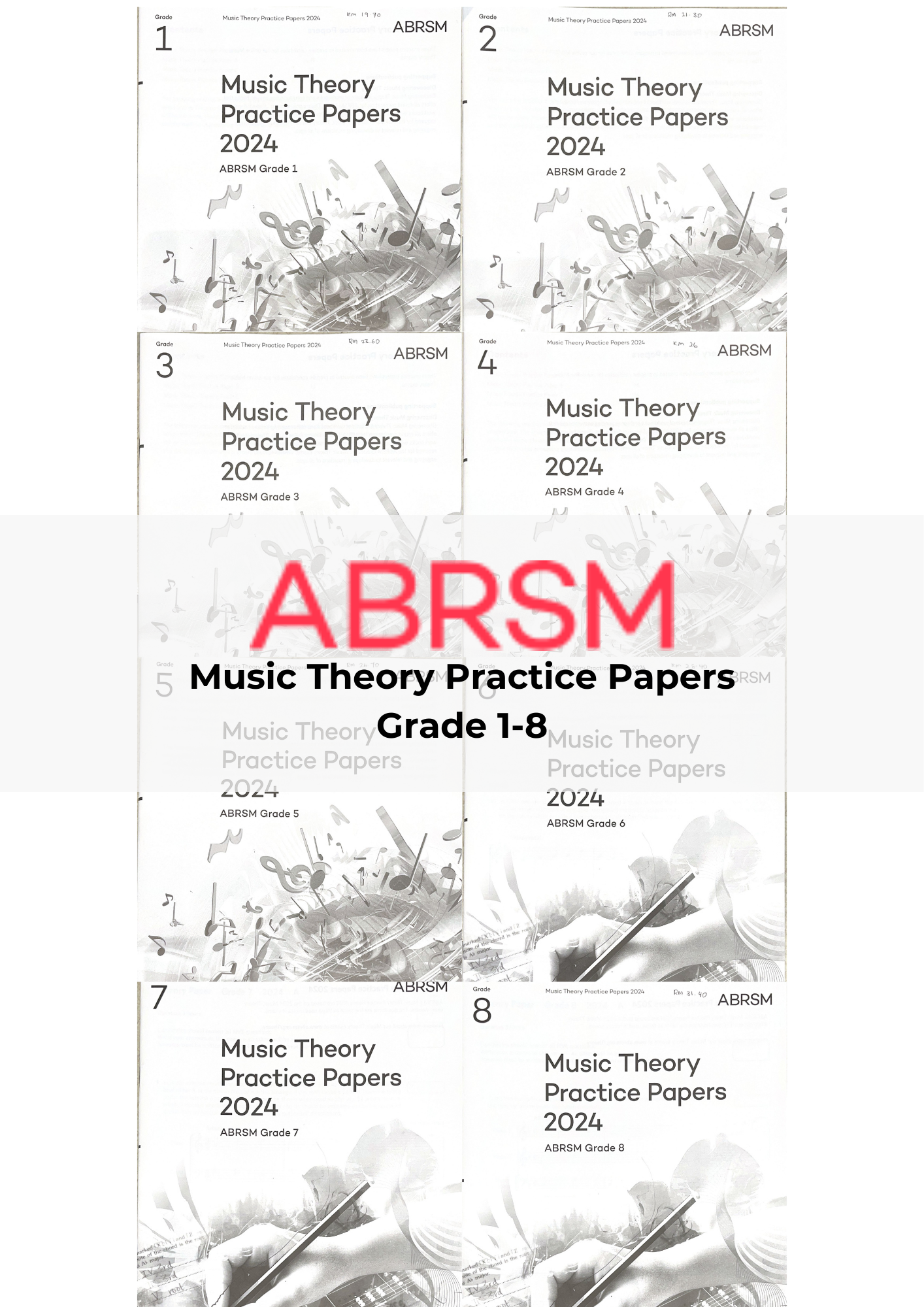 ABRSM Music Theory Practice papers 2024 Grade 1, Grade 2, Grade 3, Grade 4, Grade 5, Grade 6, Grade 7, Grade 8