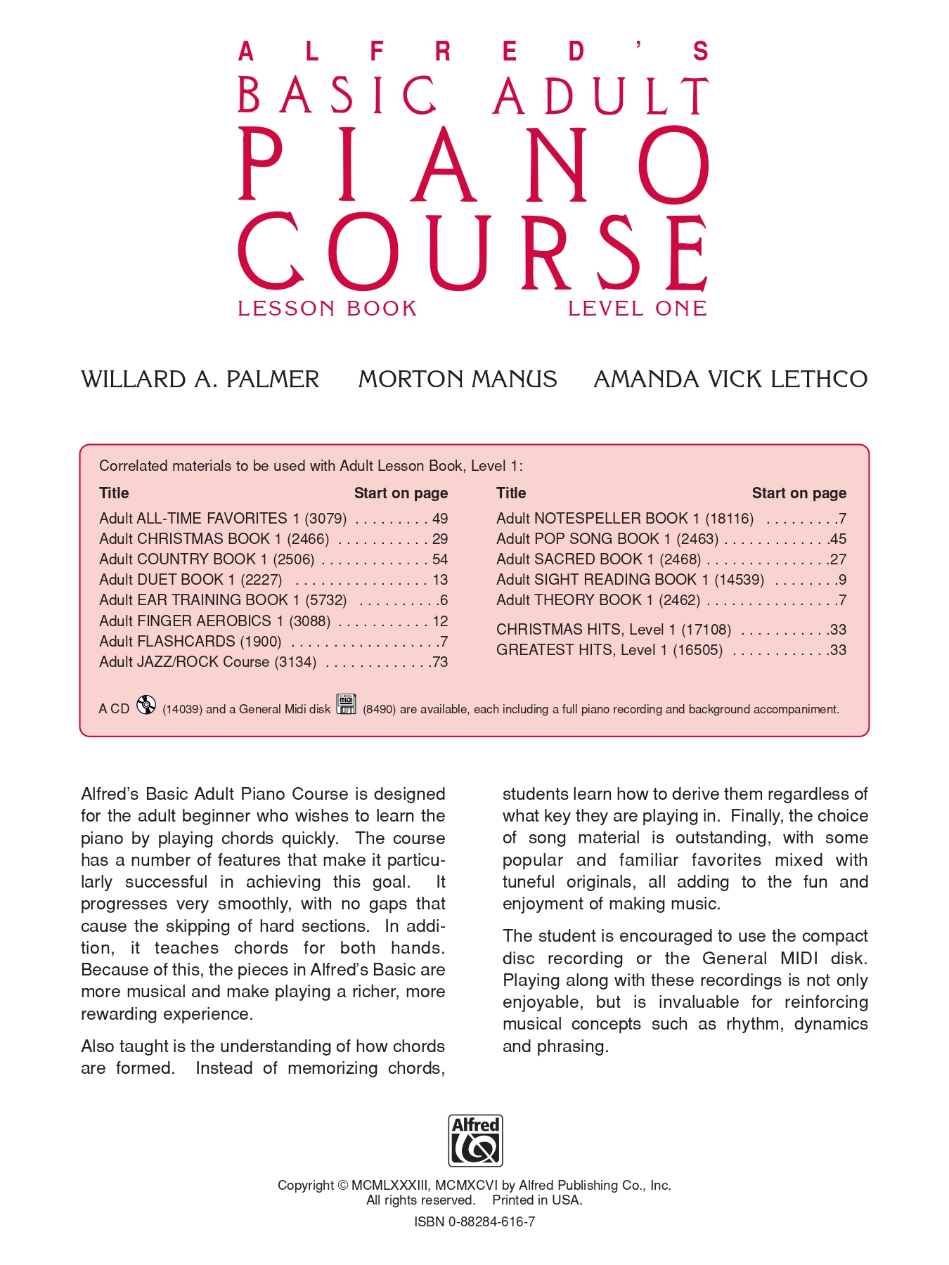 Alfred's Basic Adult Piano Course: Lesson Book 1