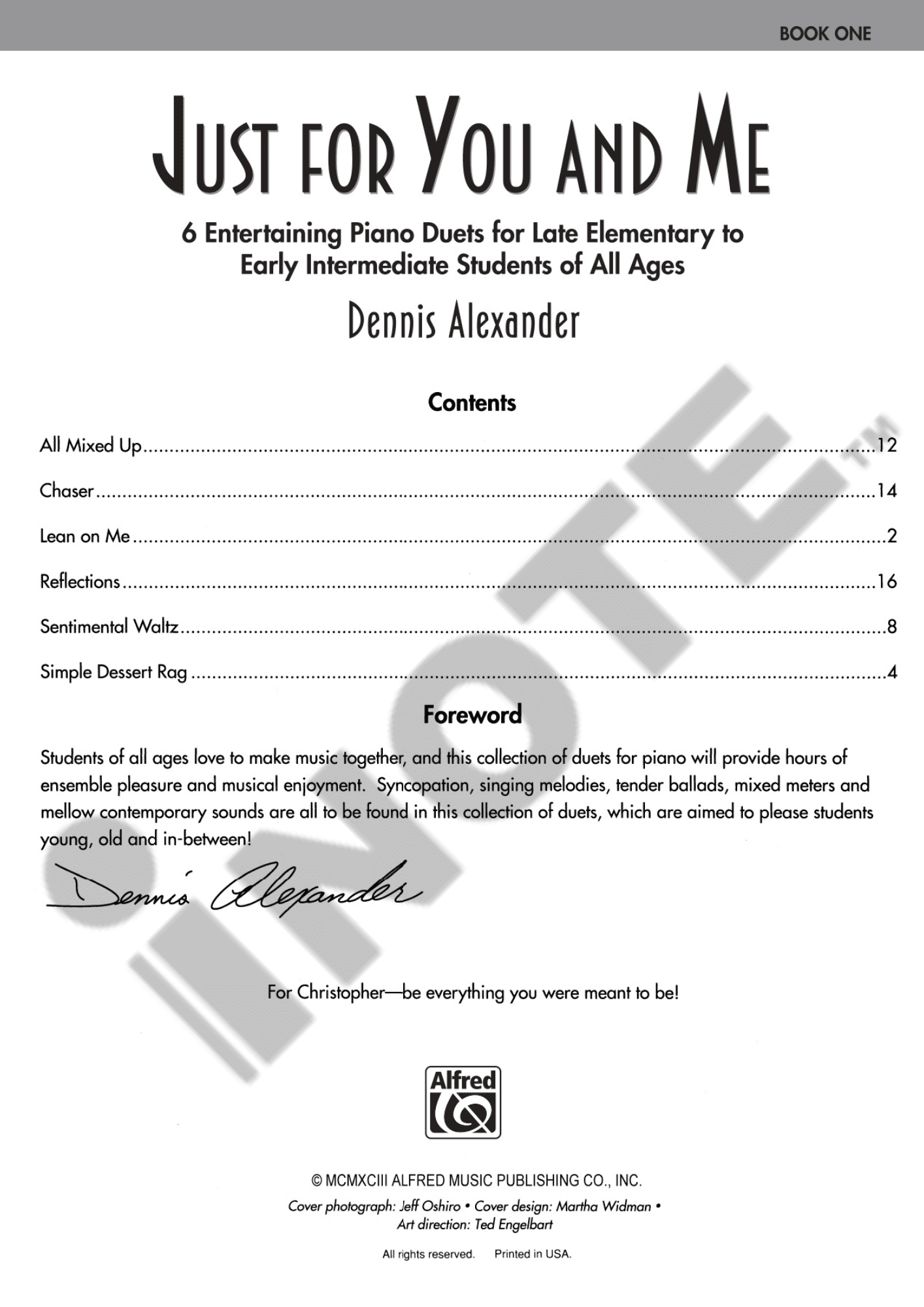 Just for You & Me, Book 1: 6 Entertaining Piano Duets for Late Elementary to Early Intermediate Students of All Ages