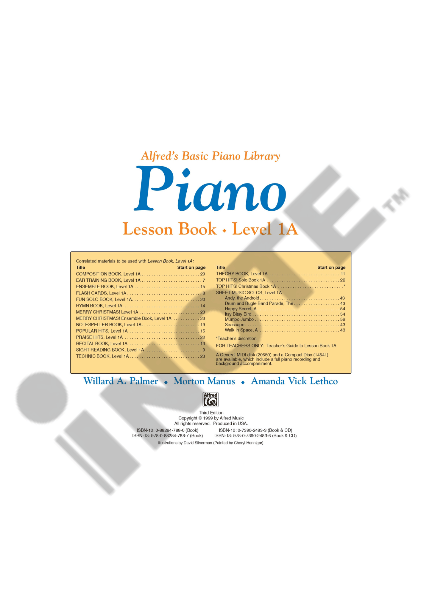 Alfred's Basic Piano Library: Lesson Book 1A Piano Book with CD