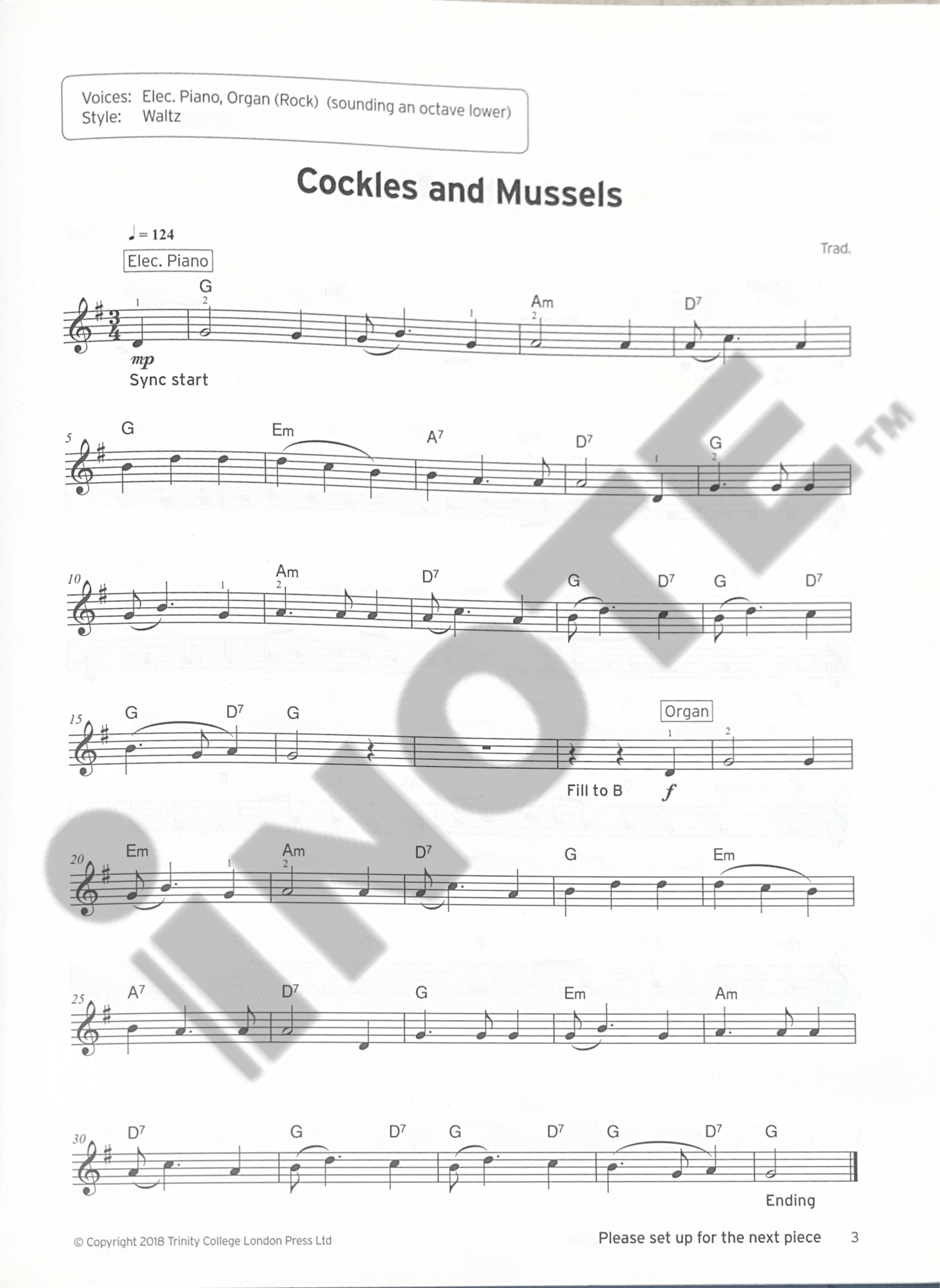 Trinity College London Press TCL Syllabus Piano Book Exam Electronic Keyboard from 2019: Grade 1