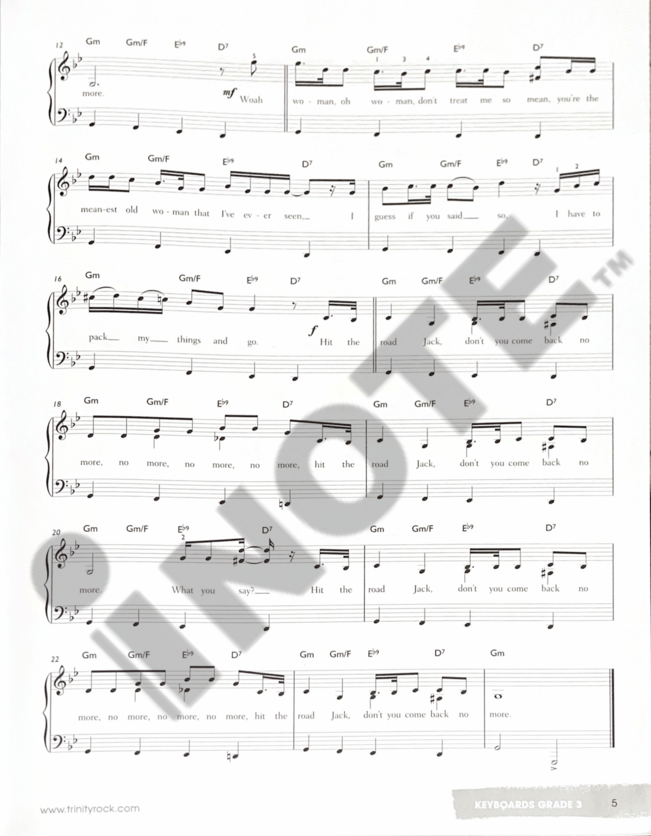 Trinity College London Rock & Pop Exams Keyboards Piano Book Grade 3 2012-2017