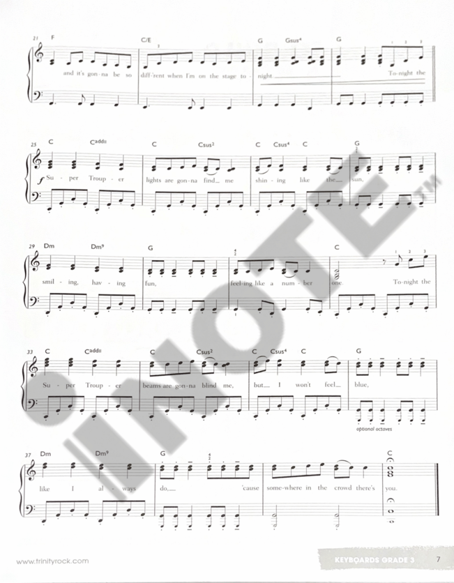 Trinity College London Rock & Pop Exams Keyboards Piano Book Grade 3 2012-2017