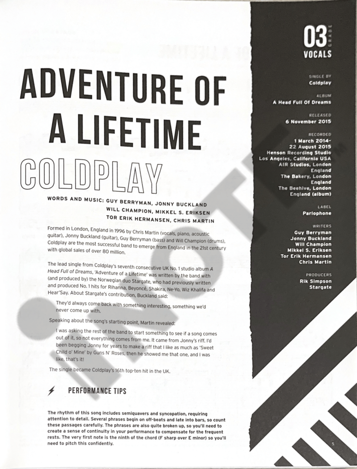 Trinity College London Press Trinity Rock & Pop 2018 Vocals Exam Book Grade 3