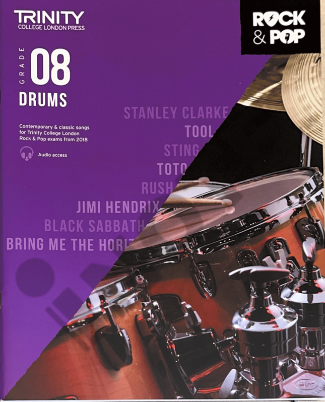 Trinity College London Press Trinity Rock & Pop 2018 Drums Exam Book Grade 8