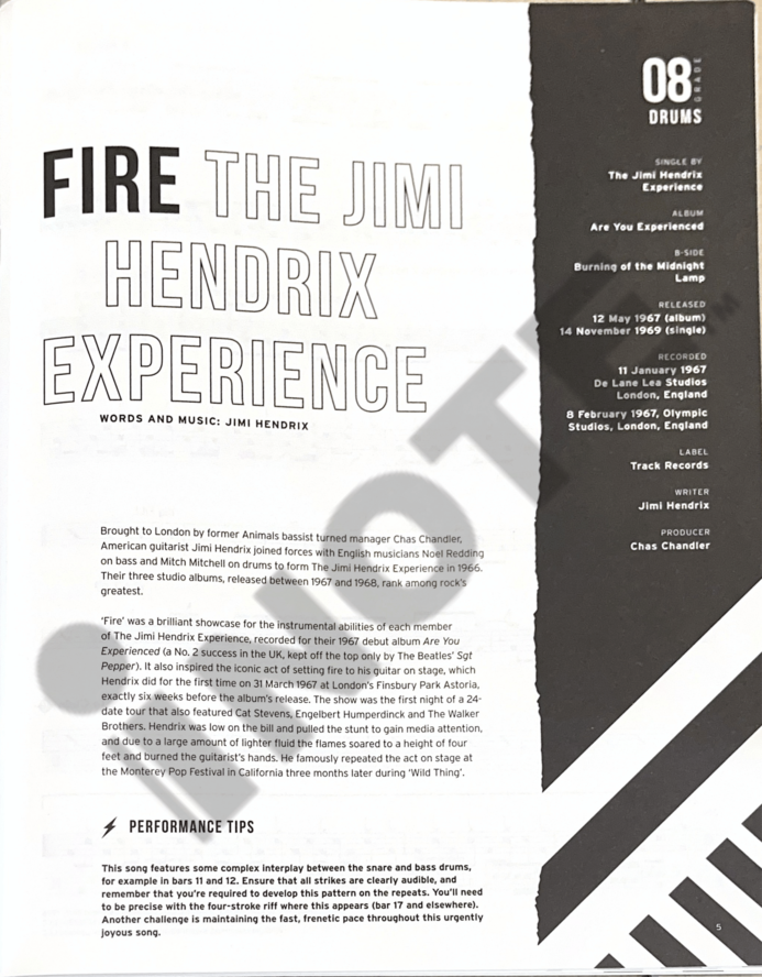 Trinity College London Press Trinity Rock & Pop 2018 Drums Exam Book Grade 8