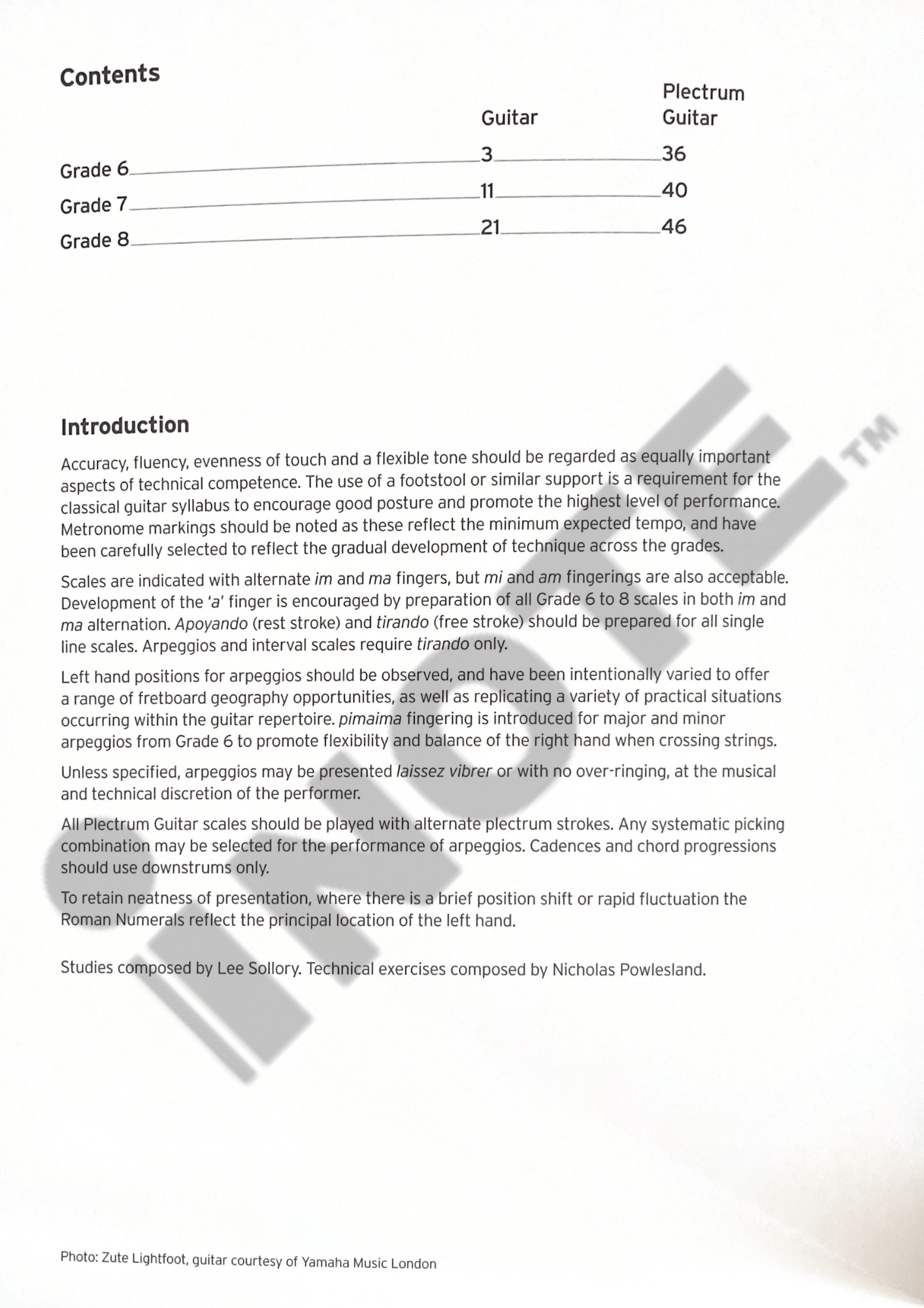 Trinity Guitar & Plectrum Guitar Scales, Arpeggios & Studies Grade 6-8 from 2016 Book