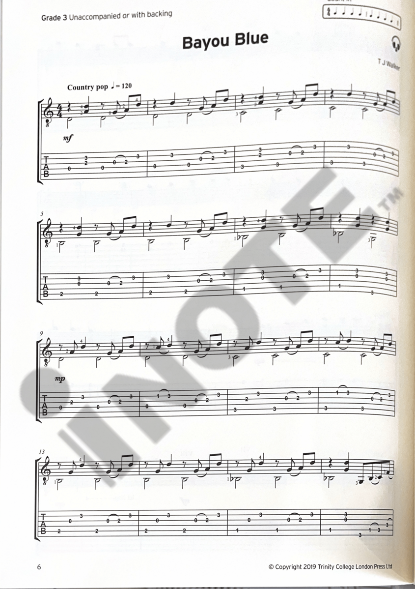 Trinity College London Press : 2020-2023 Acoustic Guitar Exam Pieces Grades 3-5 Book