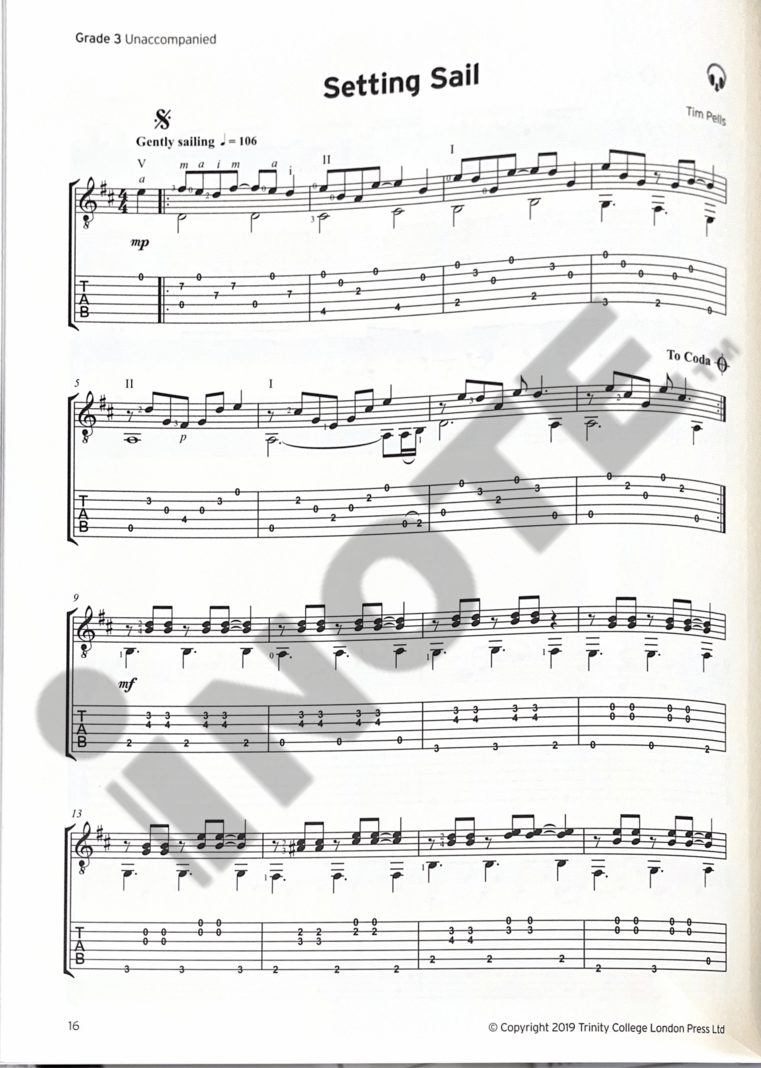 Trinity College London Press : 2020-2023 Acoustic Guitar Exam Pieces Grades 3-5 Book