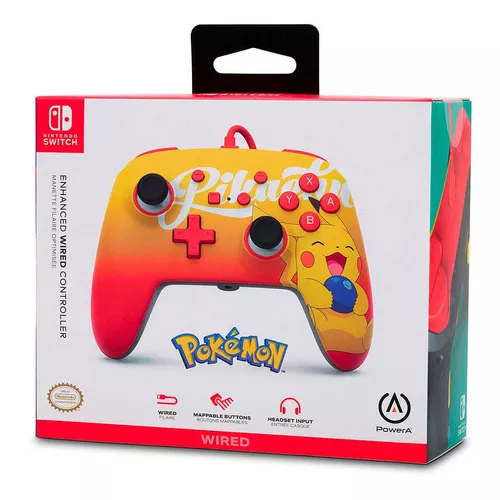 Controle com Fio Pokémon Oran Berry Pikachu Power A para Nintendo Switch