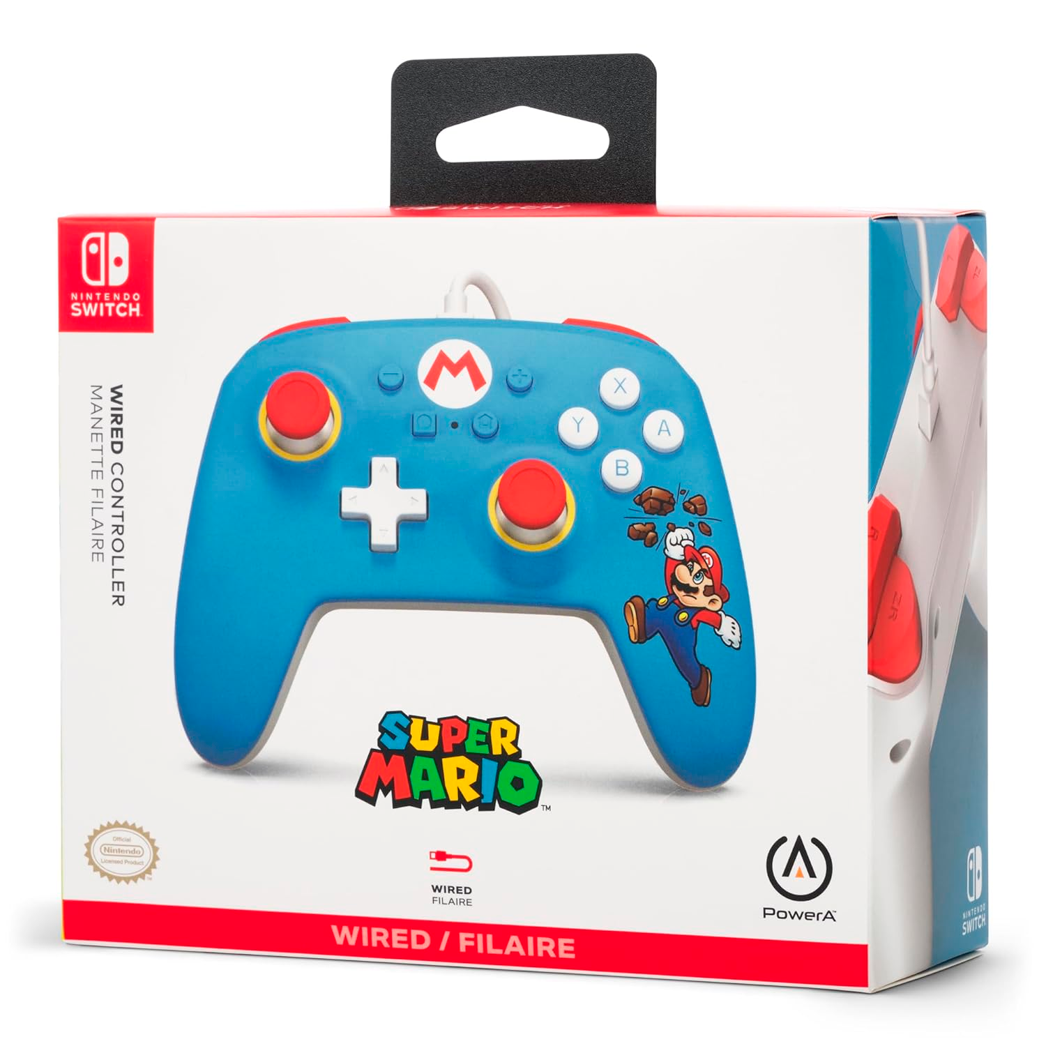 Controle com Fio Brick Breaker Mario Power A para Nintendo Switch