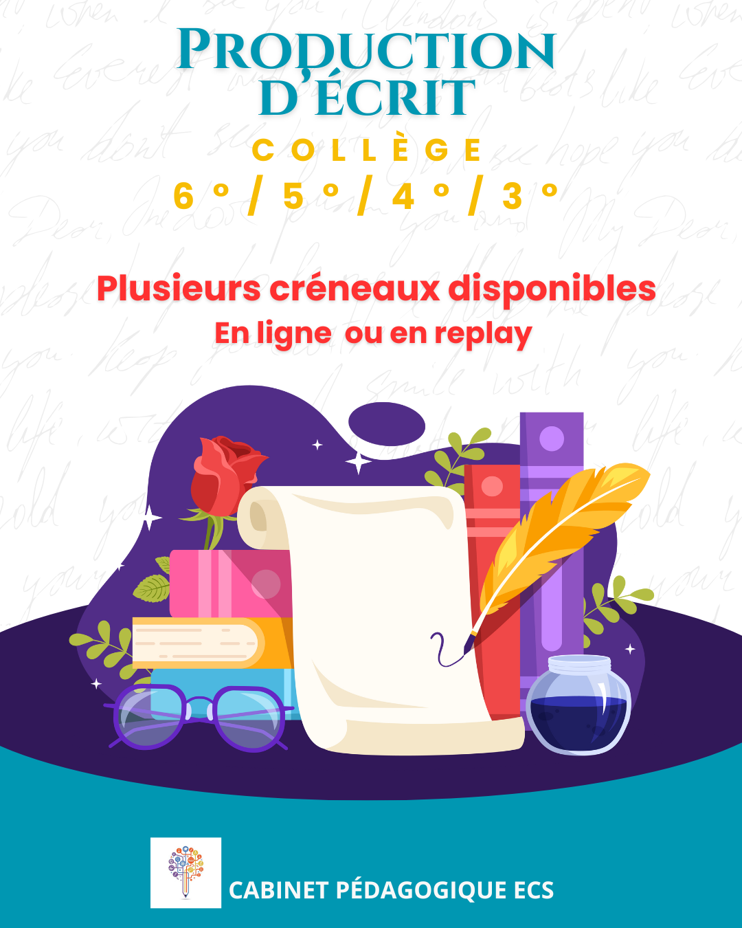 Atelier COLLÈGE (6°/5°/4°/3°) - Production d'écrit - EN DIRECT ou EN REPLAY