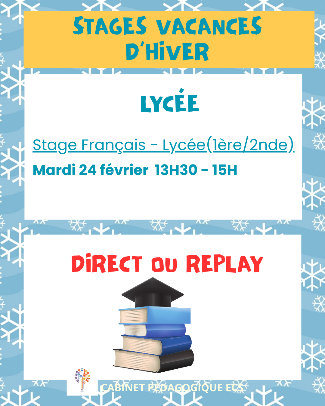 Stage LYCÉE (2nde/1ère) - Français - STAGE Vacances 2025/2026