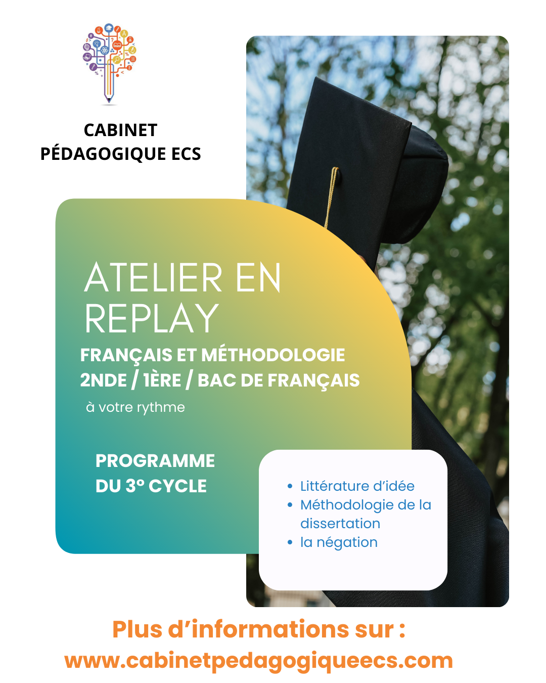 Atelier LYCÉE (2NDE/1ÈRE/BAC) - Français et Méthodologie - EN REPLAY/ À VOTRE RYTHME