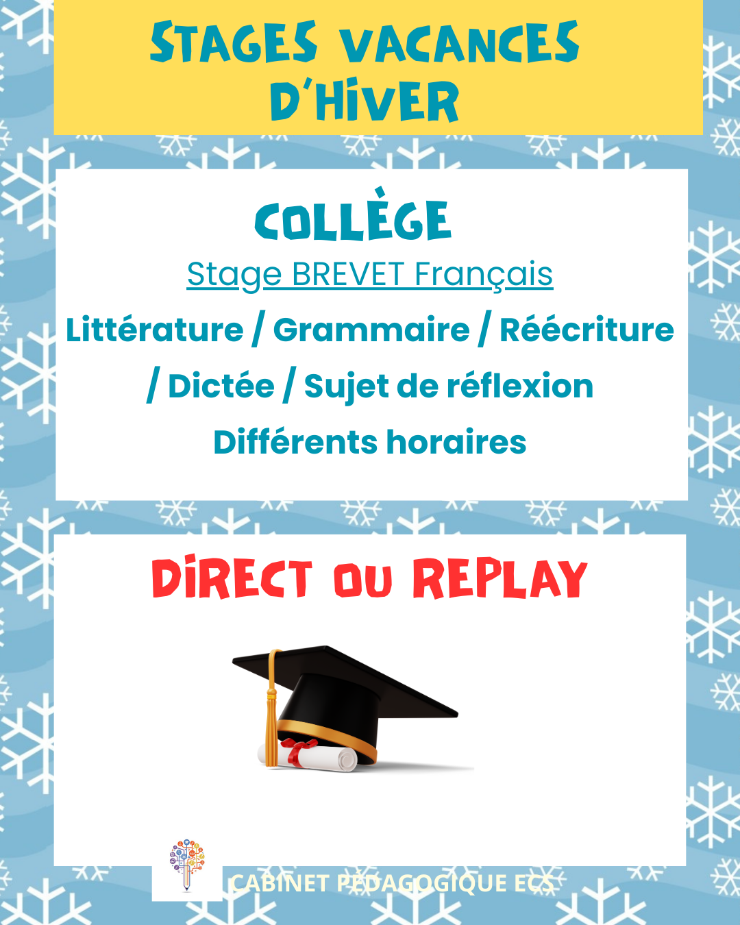 Stage COLLÈGE - Brevet Français - Vacances 2026/2025