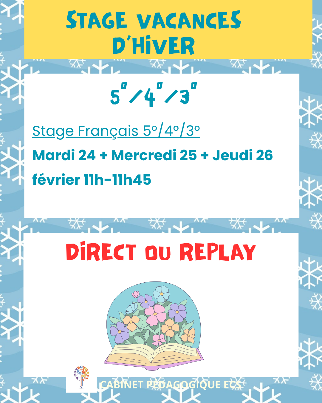 Stage COLLÈGE (5°/4°/3°) - Français - Vacances 2025/2026