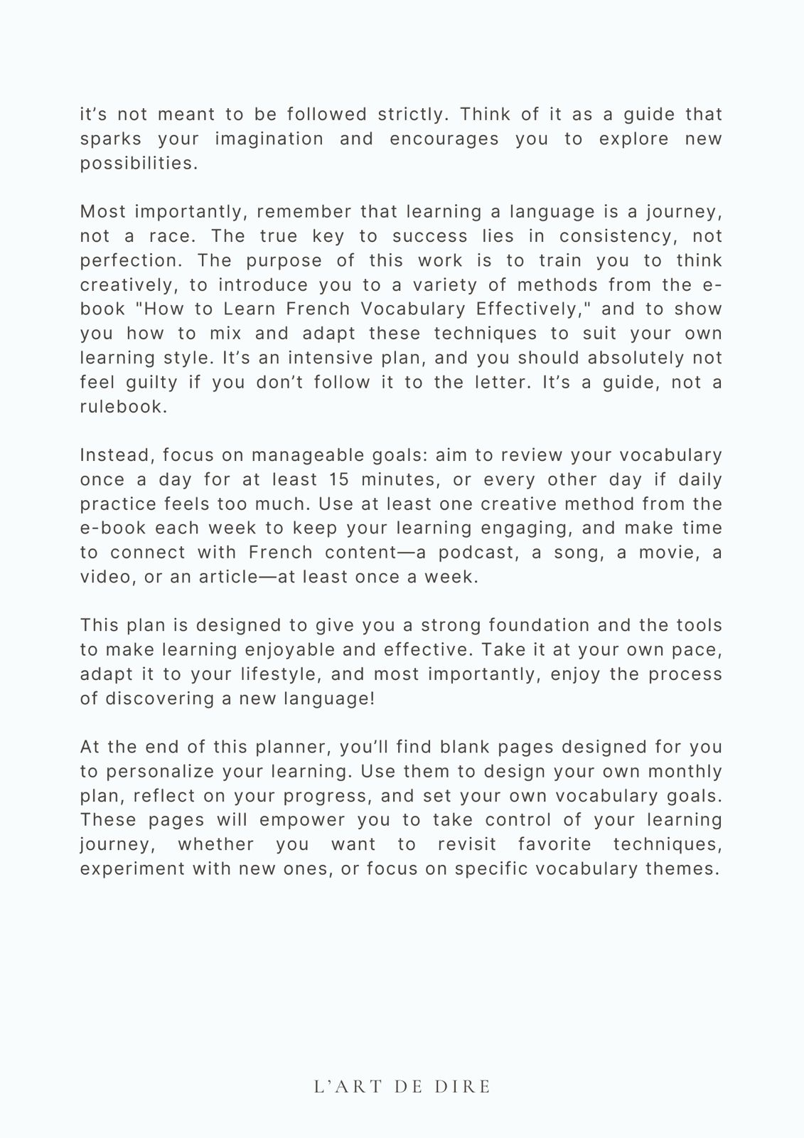 How To Learn French Vocabulary Effectively: Planner