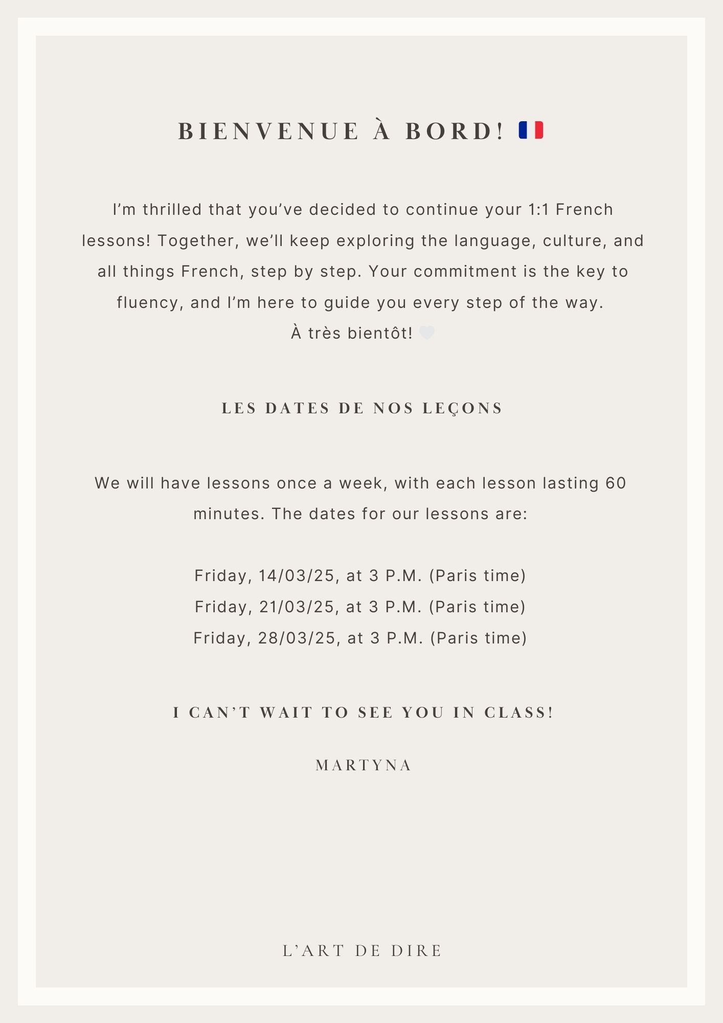 LE MOIS DE MARS : 1 Lesson per Week Pack (S.)