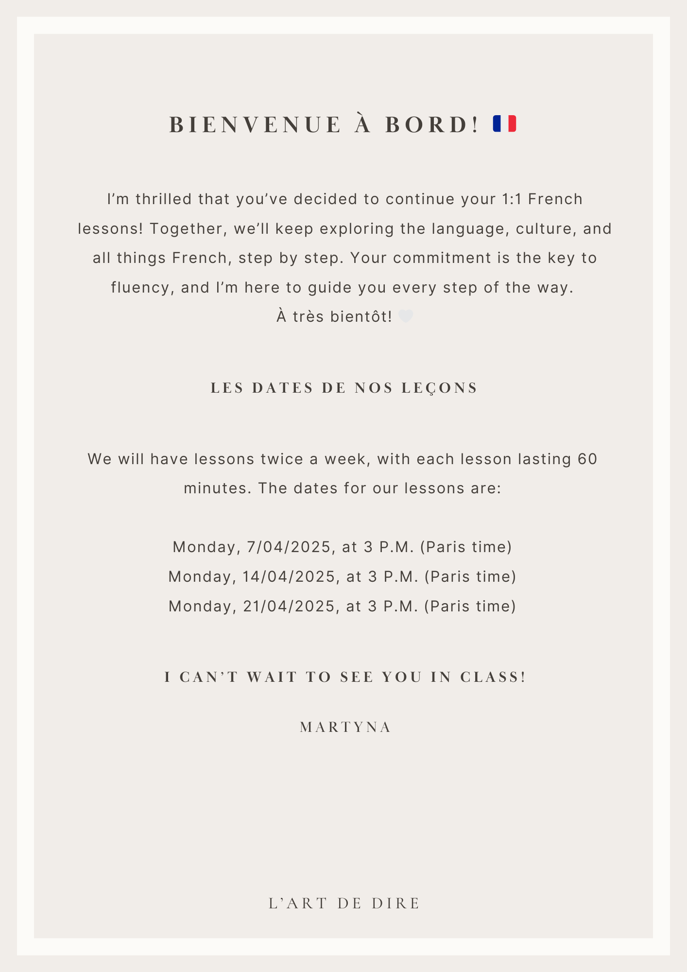 LE MOIS D'AVRIL : 1 Lesson per Week Pack 