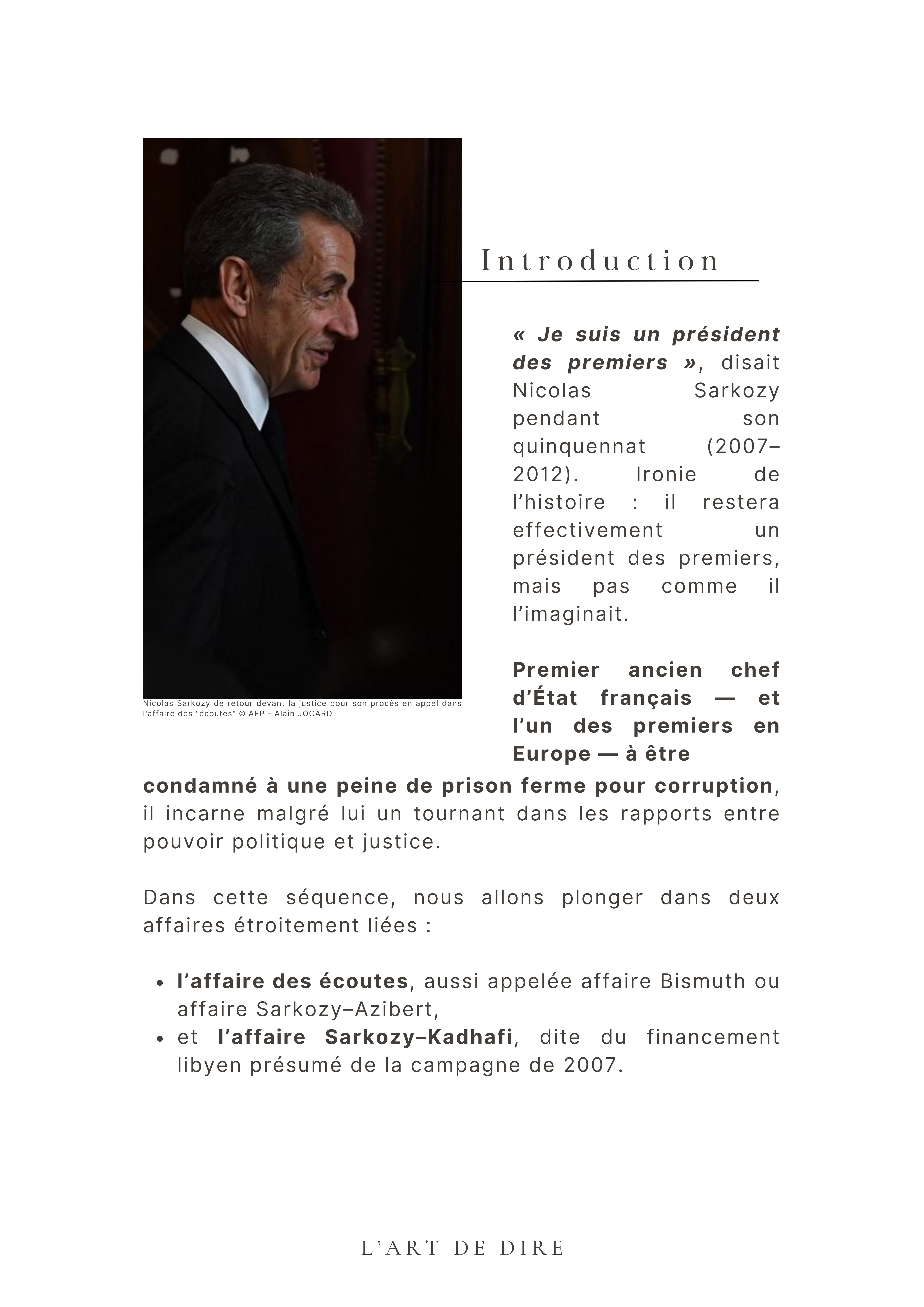 Une leçon : Les Affaires Sarkozy