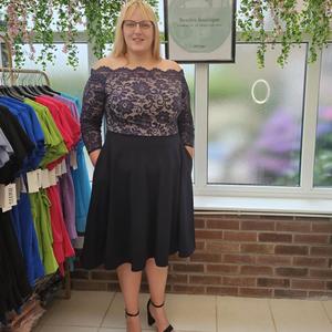 Navy Lace Off-Shoulder Dress