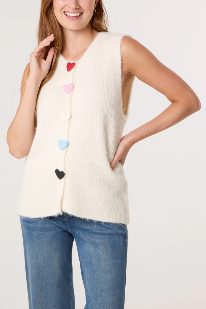 Sleeveless White Knit Vest