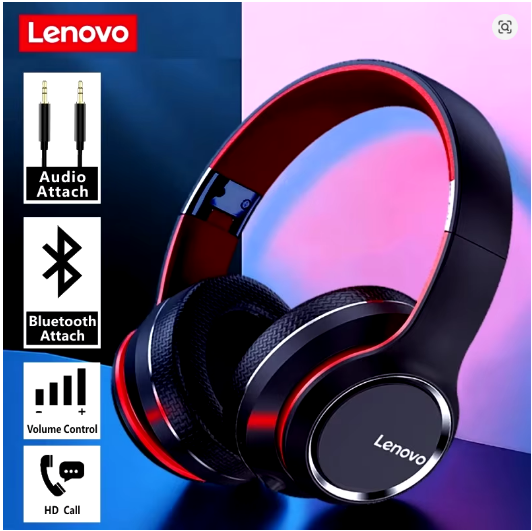 LenovoExperience Pure Sound with Lenovo HD200 Foldable Bluetooth Headphones – HiFi Stereo & Gaming Performance Wireless Headphones
