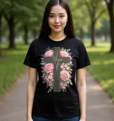 Faith & Hope Floral Cross T-Shirt 🌸 | Stylish Christian Graphic Tee | Inspirational Streetwear