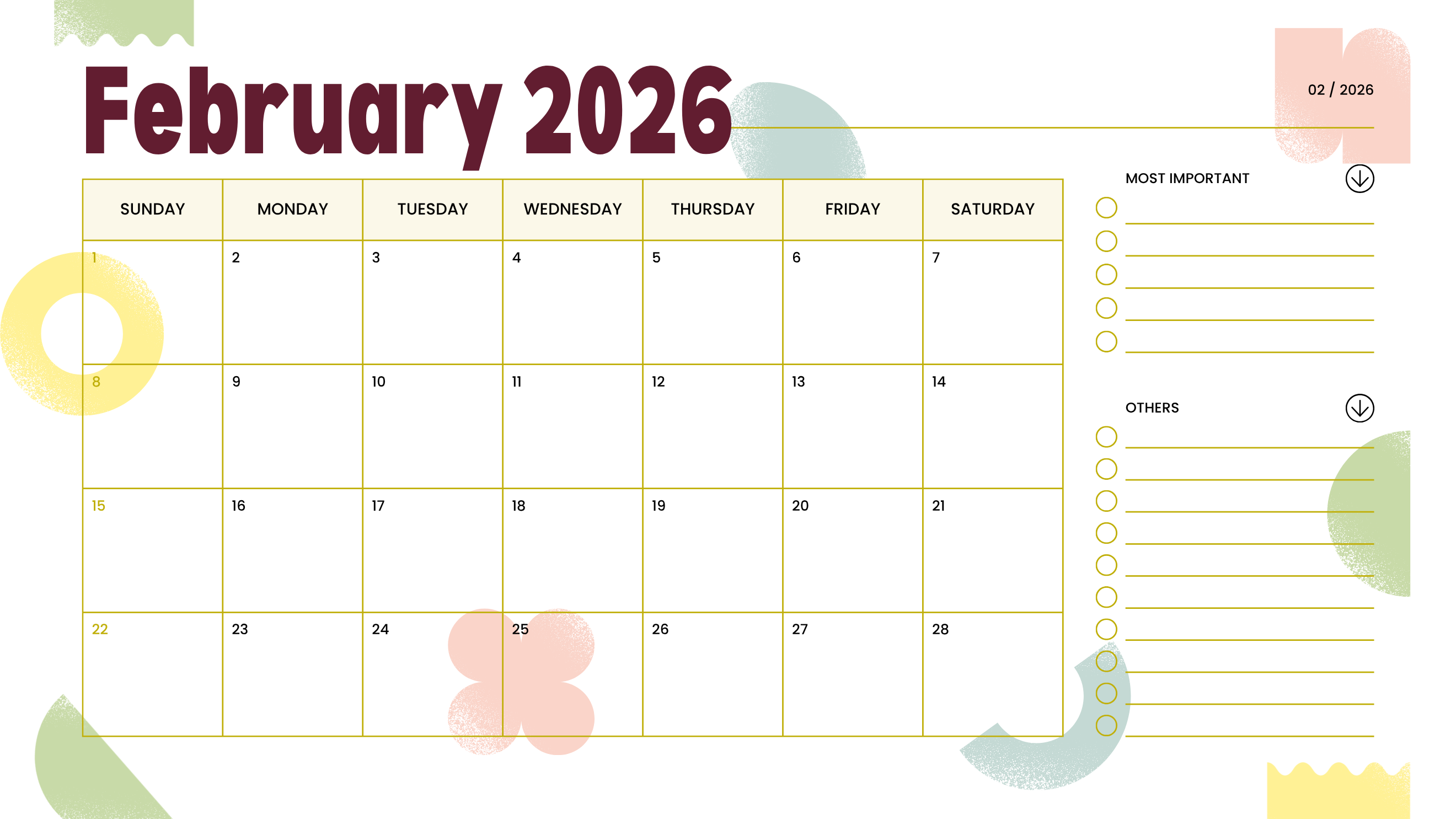 2026 Printable Calendar – Dated Monthly Planner PDF | Cute Minimal Design for Home or Office