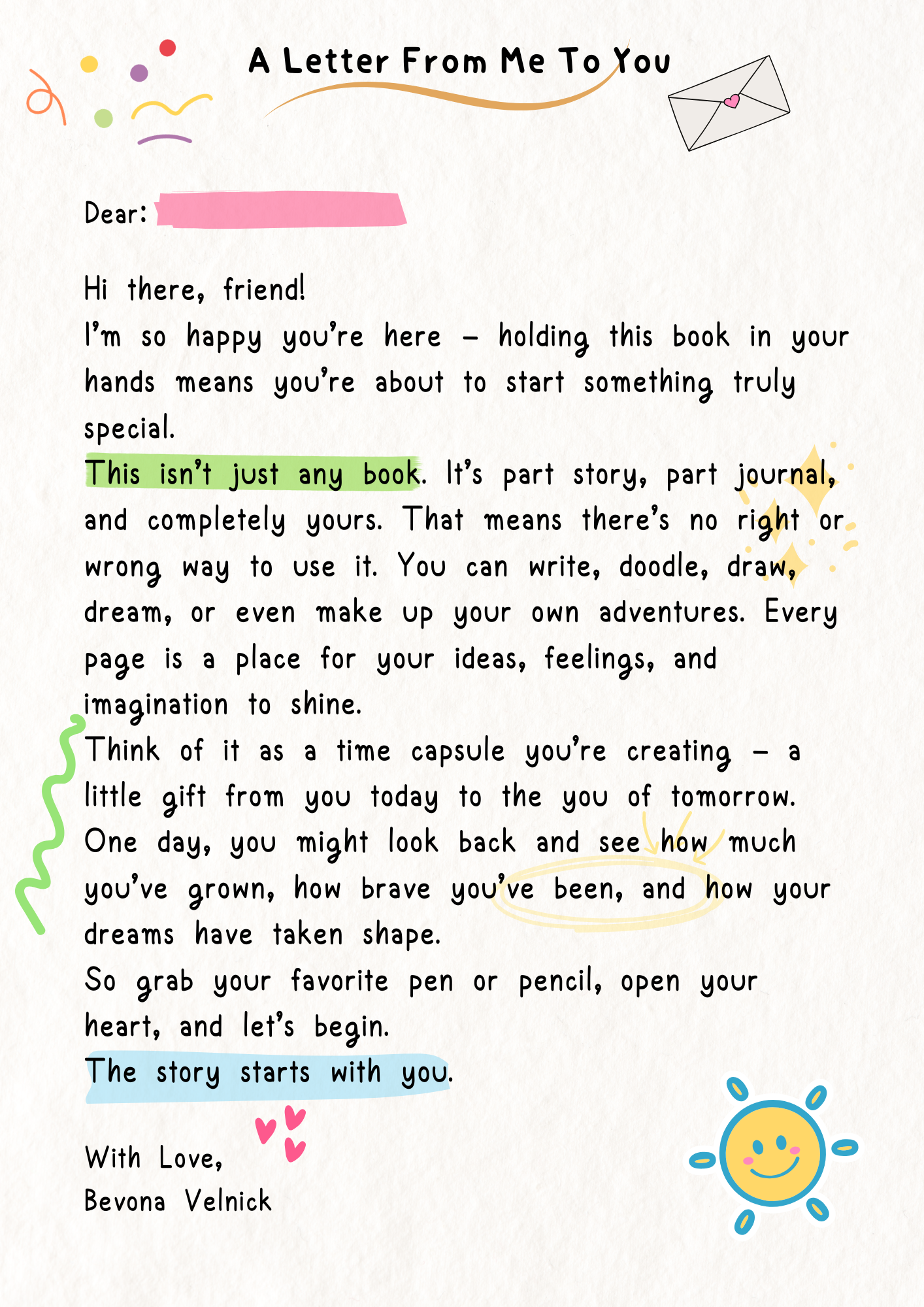 Dear Young Me: A Guided Story-Journal for Young Minds