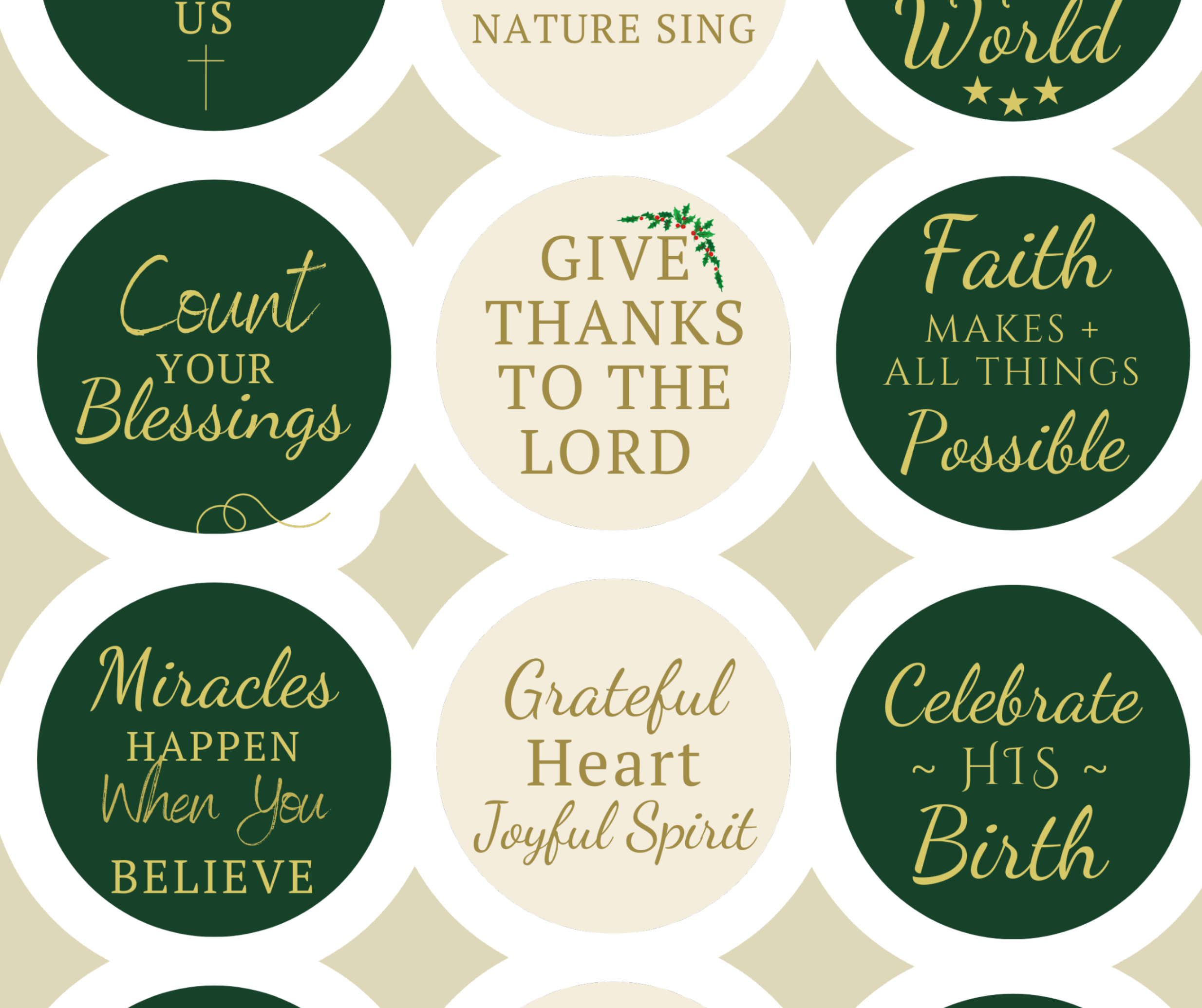 Faith and Joy Christmas Stickers, 23 Printable Holiday Stickers