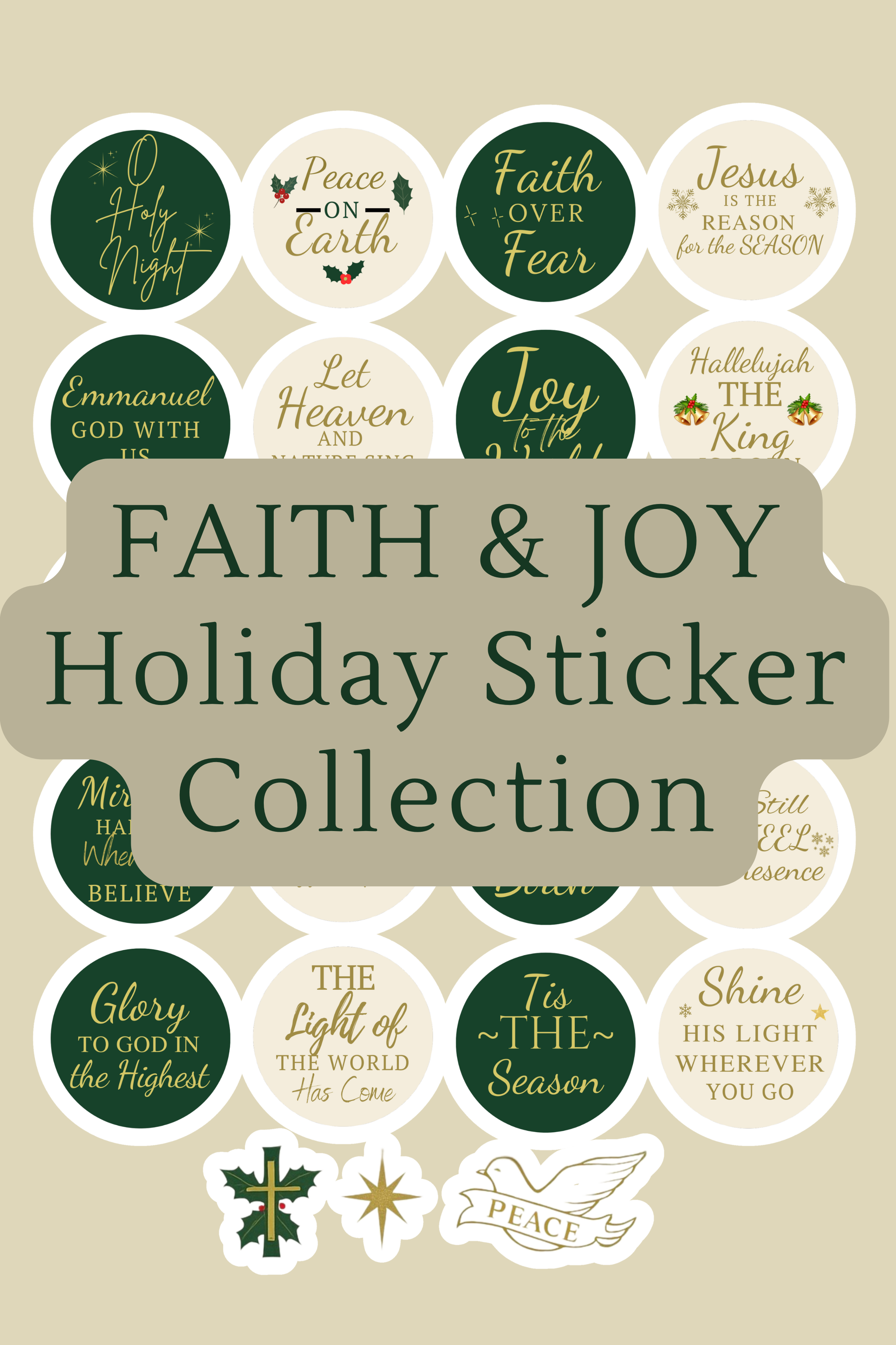 Faith and Joy Christmas Stickers, 23 Printable Holiday Stickers