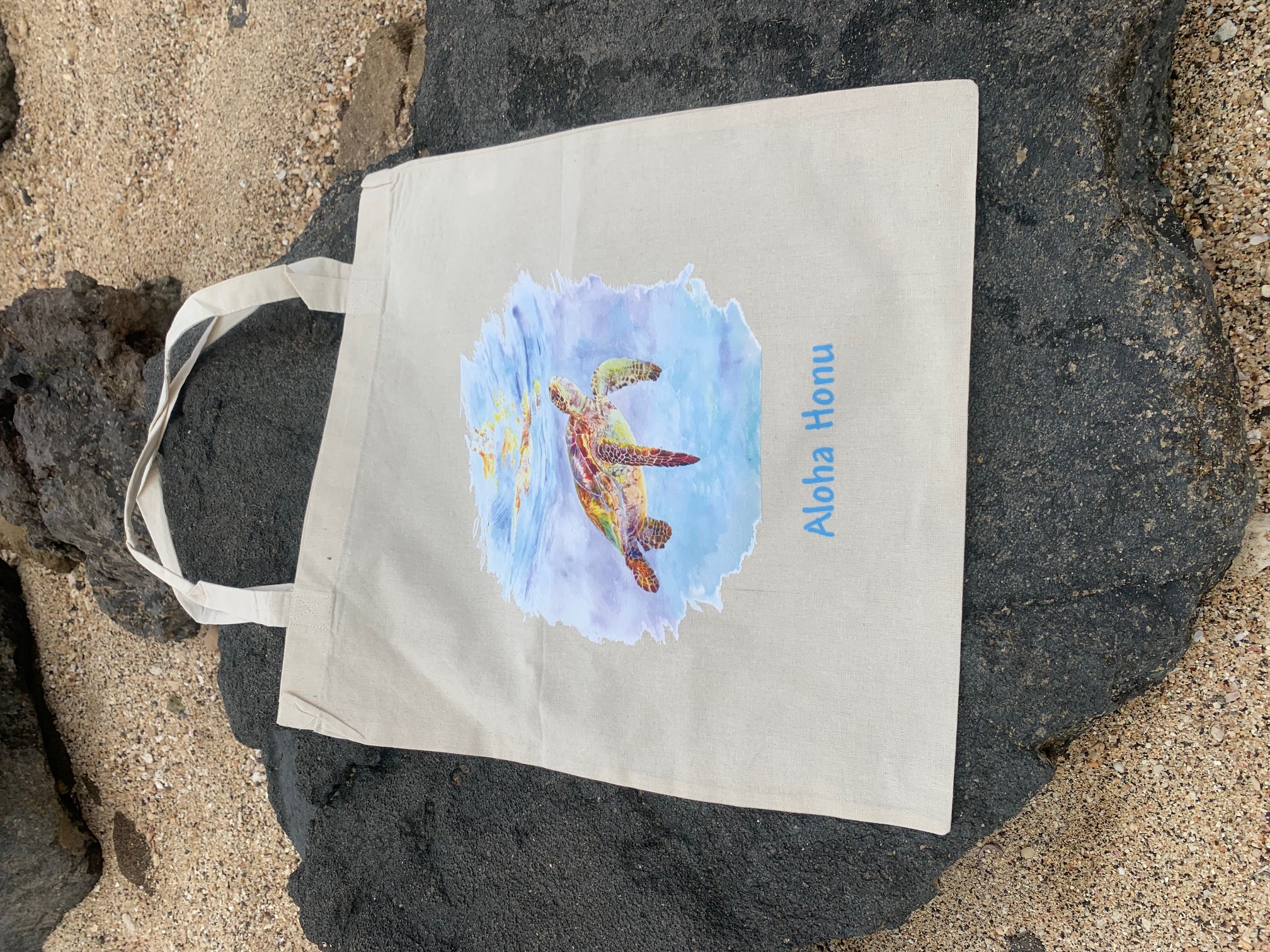 Honu on a canvas tote bag
