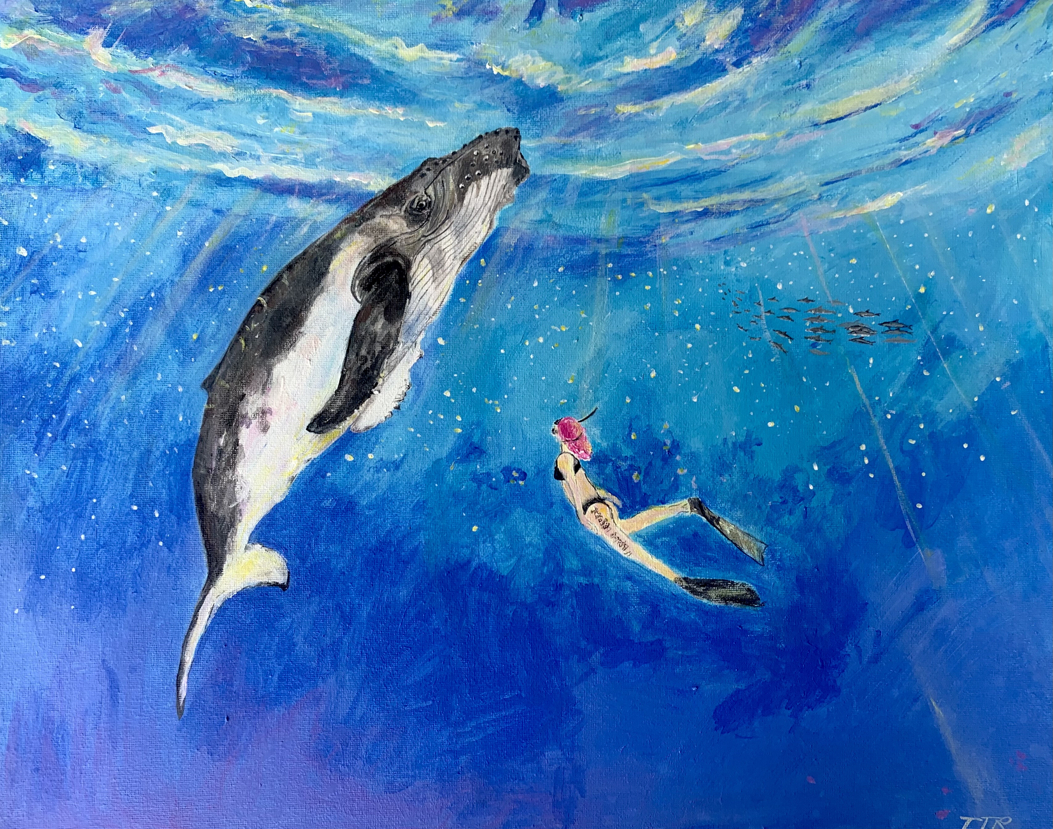 Whale with pink lady