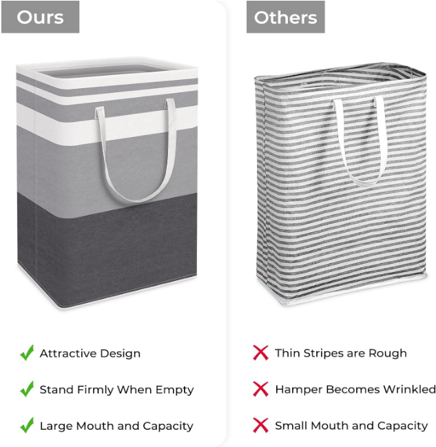 2-Pack Large Laundry Basket, Waterproof, Freestanding Laundry Hamper, Collapsible Tall Clothes Hamper with Extended Handles for Clothes Toys in the Dorm and Family-(Gradient Grey, 75L)