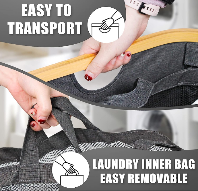 Laundry Hamper with Lid, 145L Extra Large Hamper 3 Section Dirty Clothes Hampers for Divided Basket Organizer for Bedroom,Laundry Room,Grey