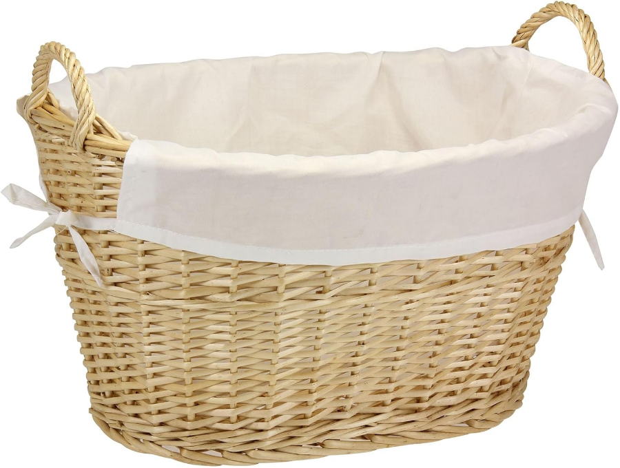 ML-5569 Willow Wicker Laundry Basket with Handles and Liner | Natural Brown