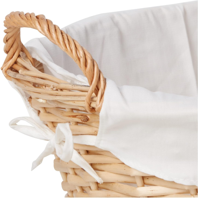 ML-5569 Willow Wicker Laundry Basket with Handles and Liner | Natural Brown