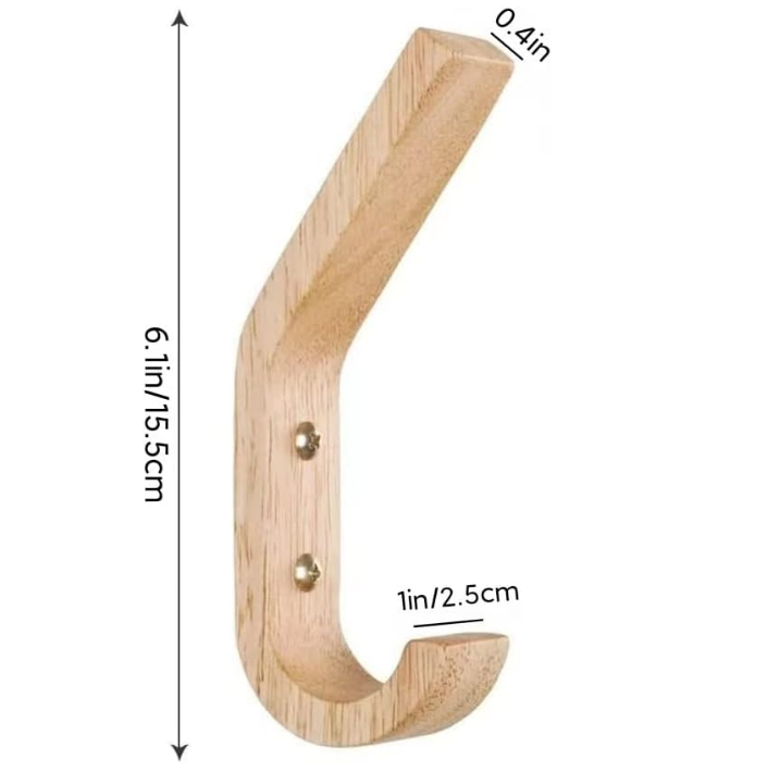 Decorative Natural Wood Coat Hanger,Coat Hooks, Rubber Wood Hooks (Pack 4) Wall Hangers Hooks for Hanging Coats, Hats Hooks, Bags Hooks, Towels Hooks