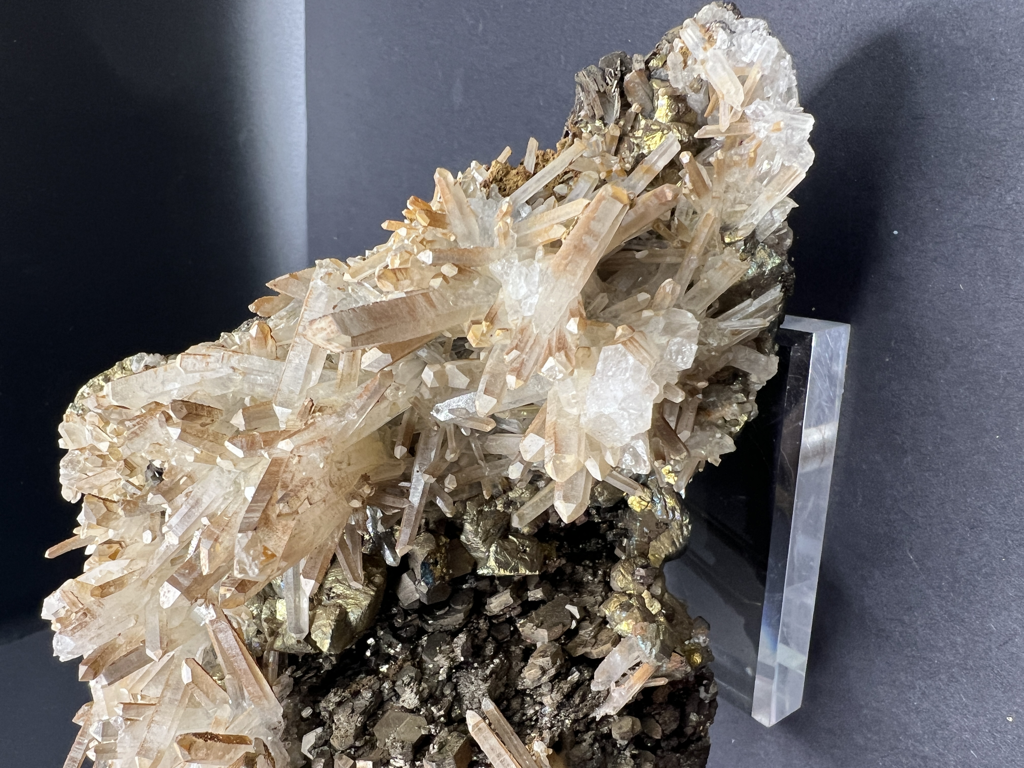 Quartz and Pyrite Crystal Cluster