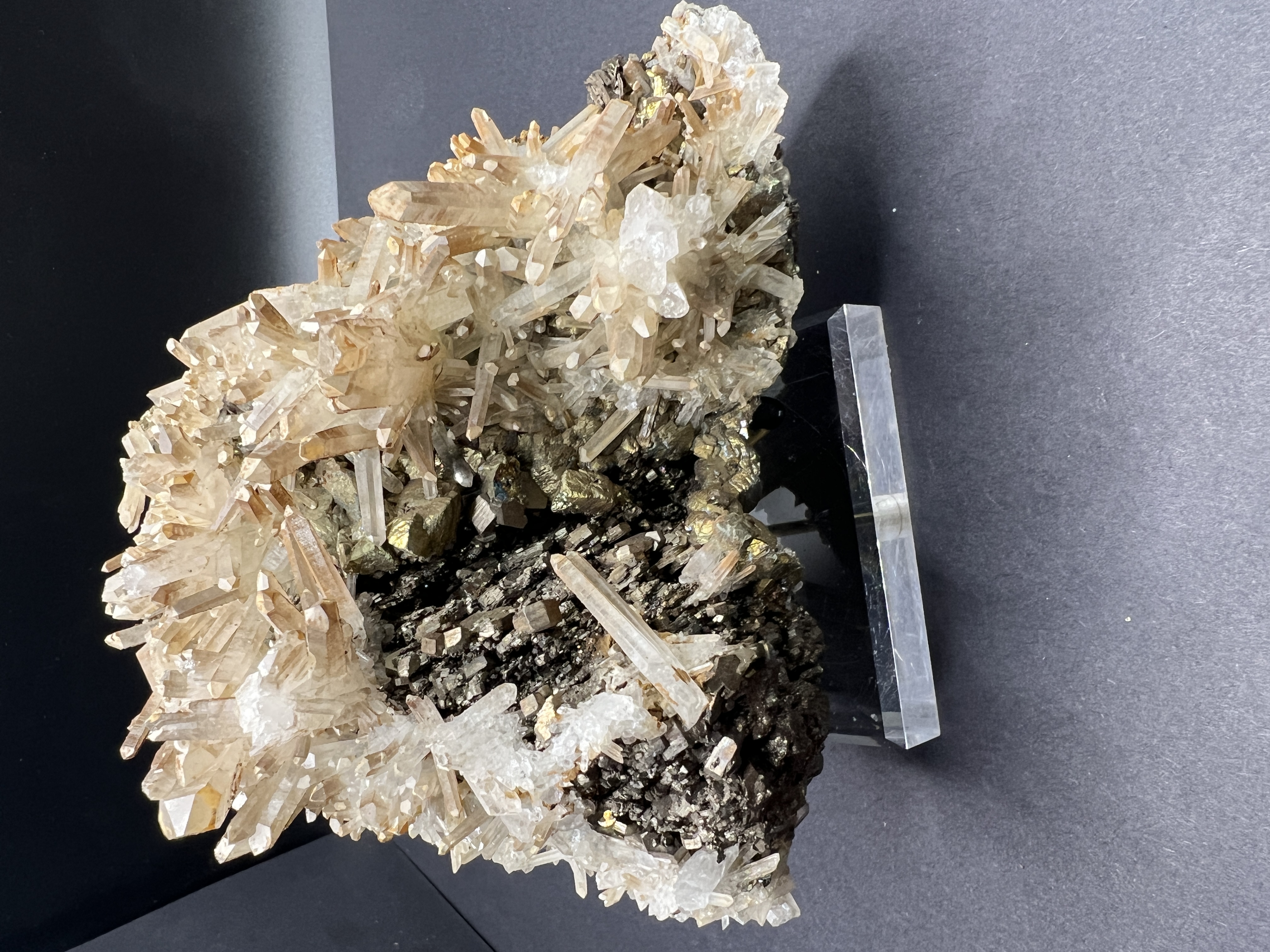 Quartz and Pyrite Crystal Cluster