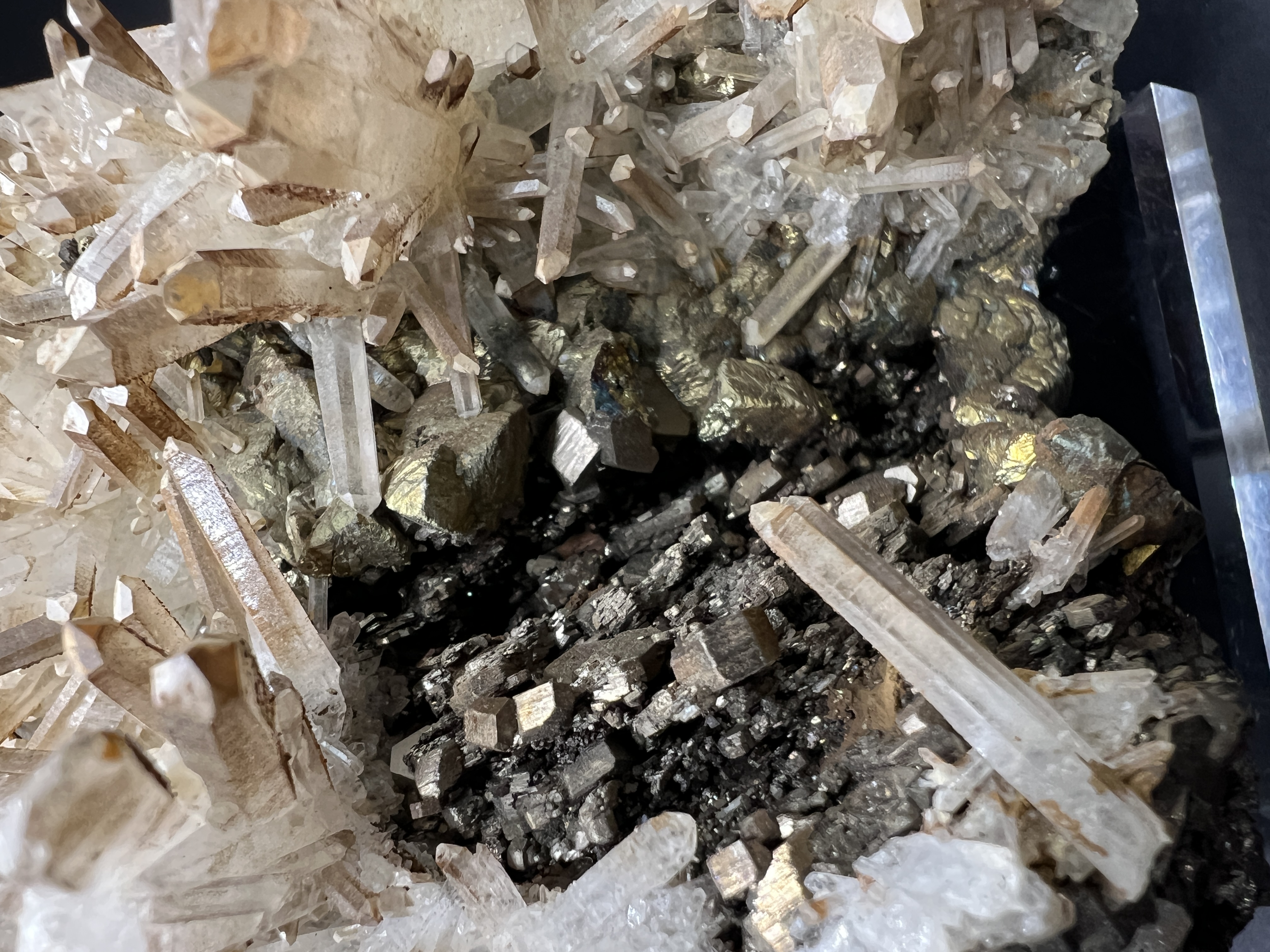Quartz and Pyrite Crystal Cluster