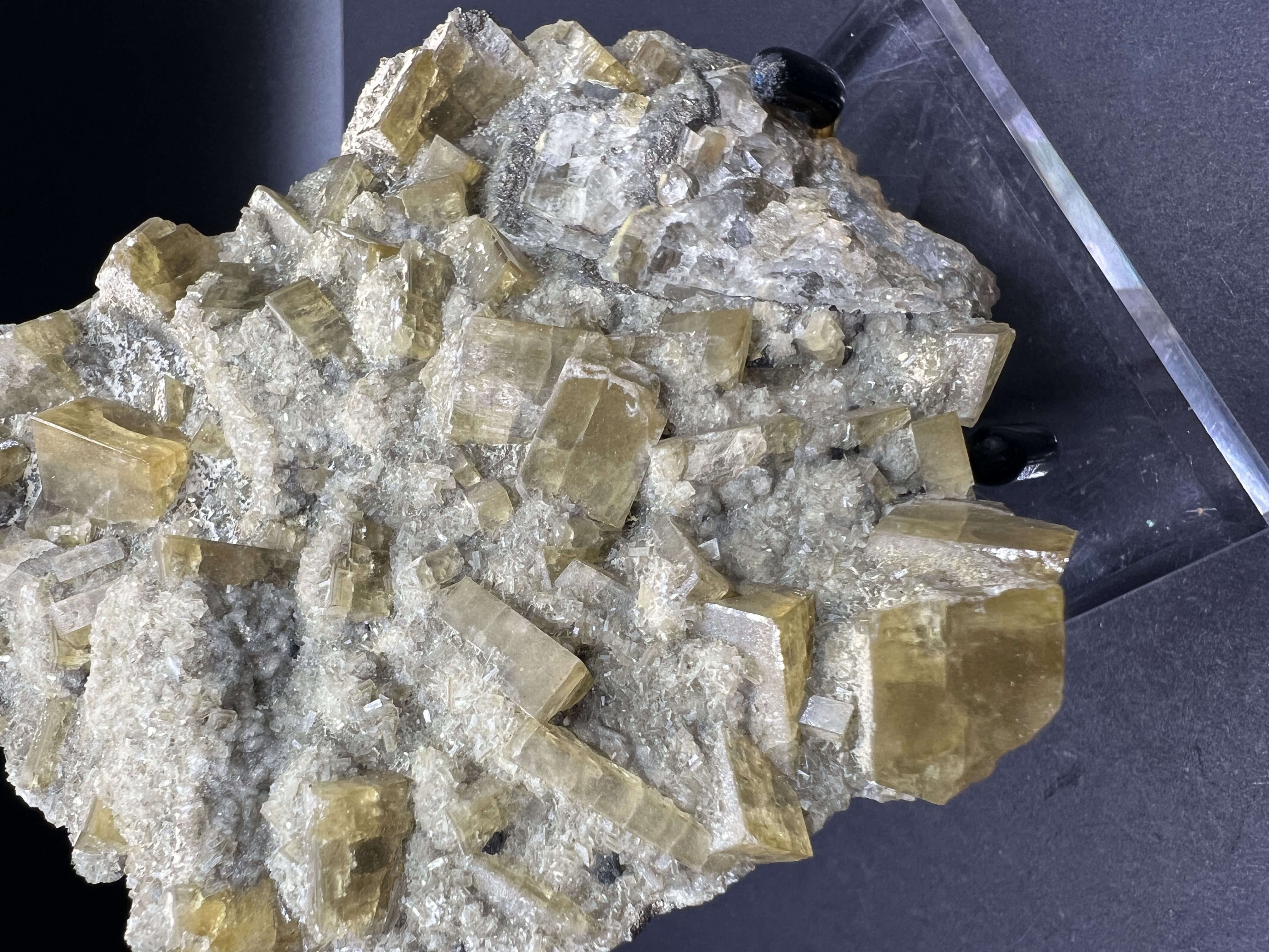 Golden Barite Crystal Cluster on Quartz (Jiangxi)