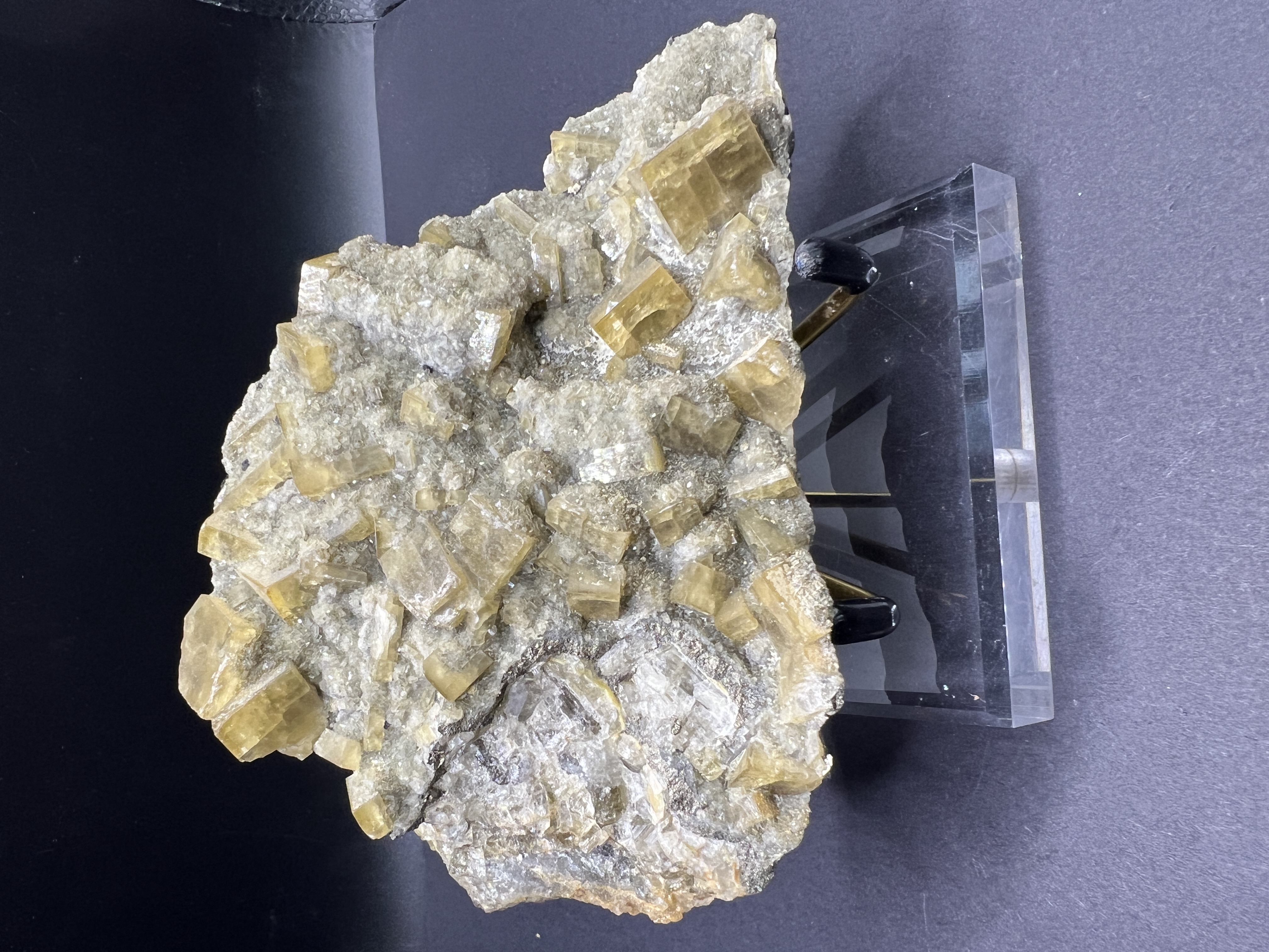 Golden Barite Crystal Cluster on Quartz (Jiangxi)