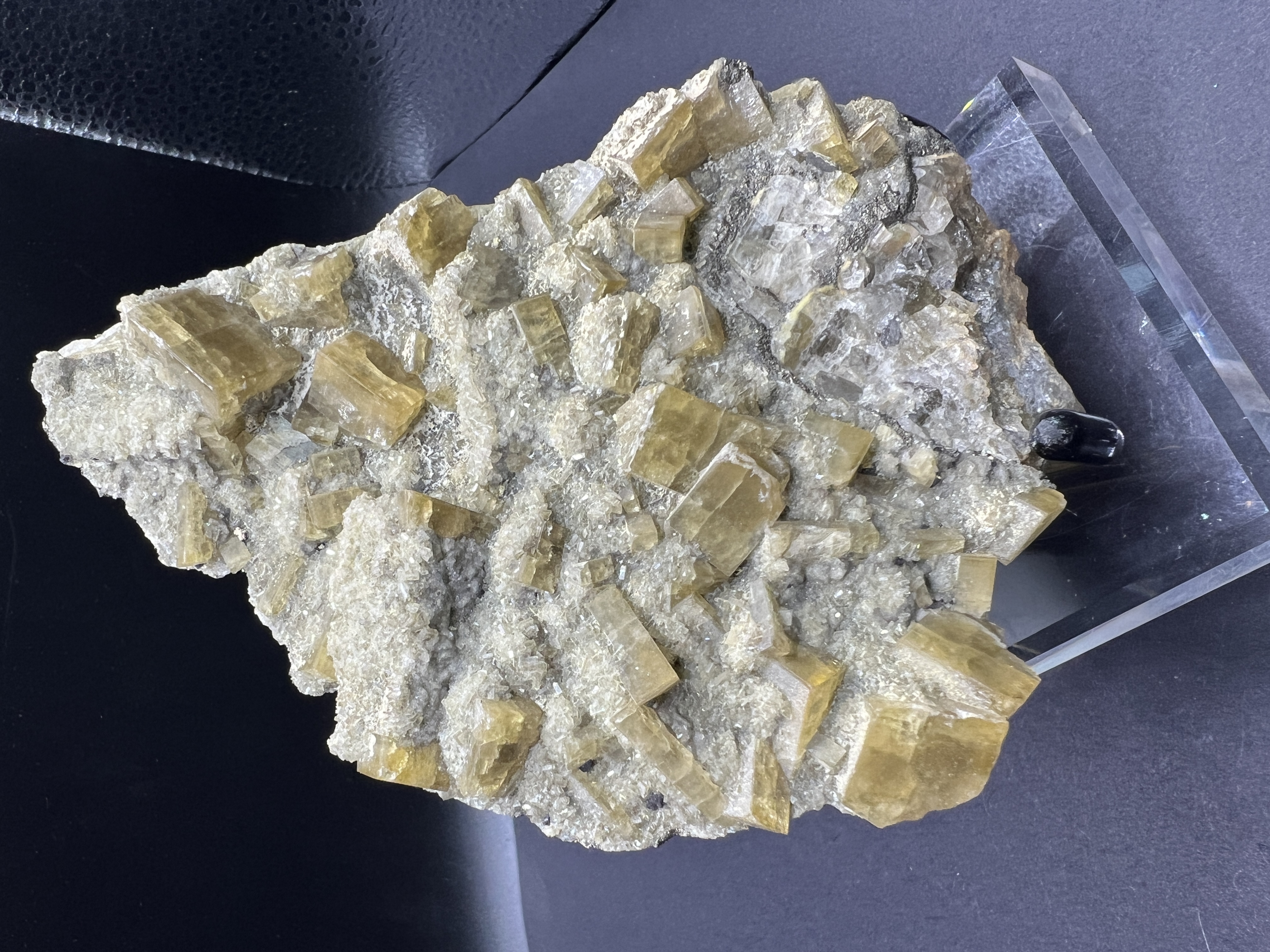 Golden Barite Crystal Cluster on Quartz (Jiangxi)