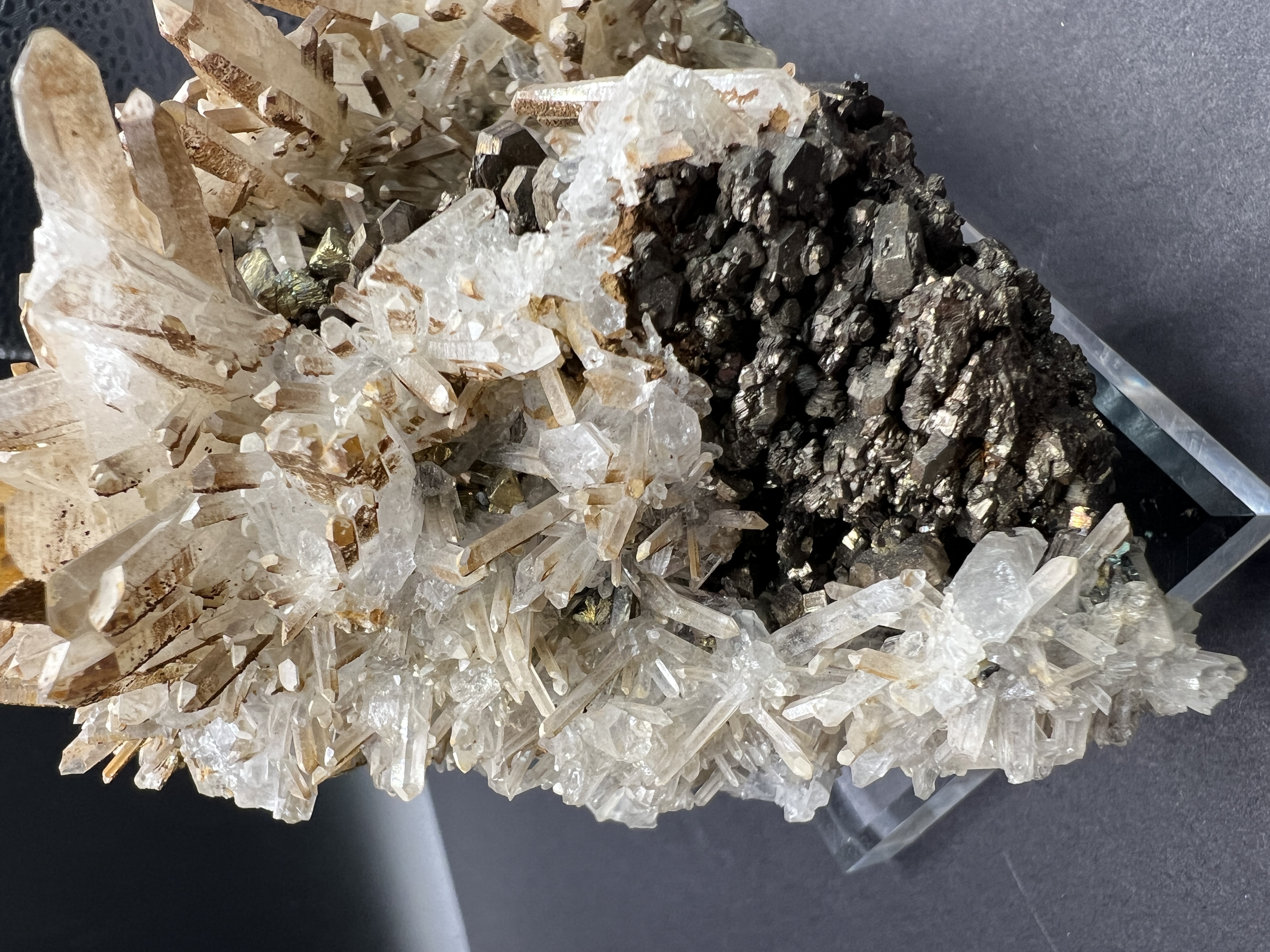 Quartz and Pyrite Crystal Cluster