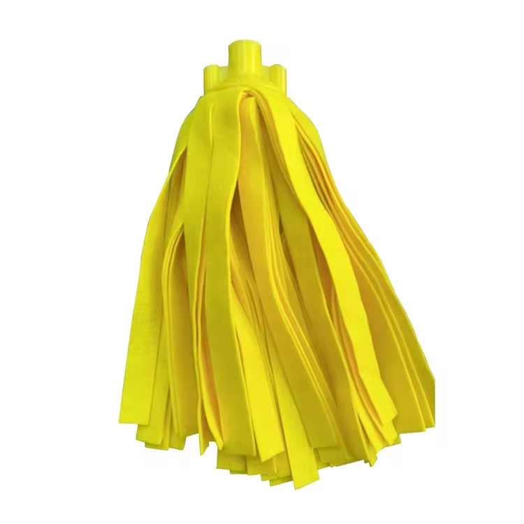 China floor mops yellow colour non-woven fabric strips mop head with good water absorbent