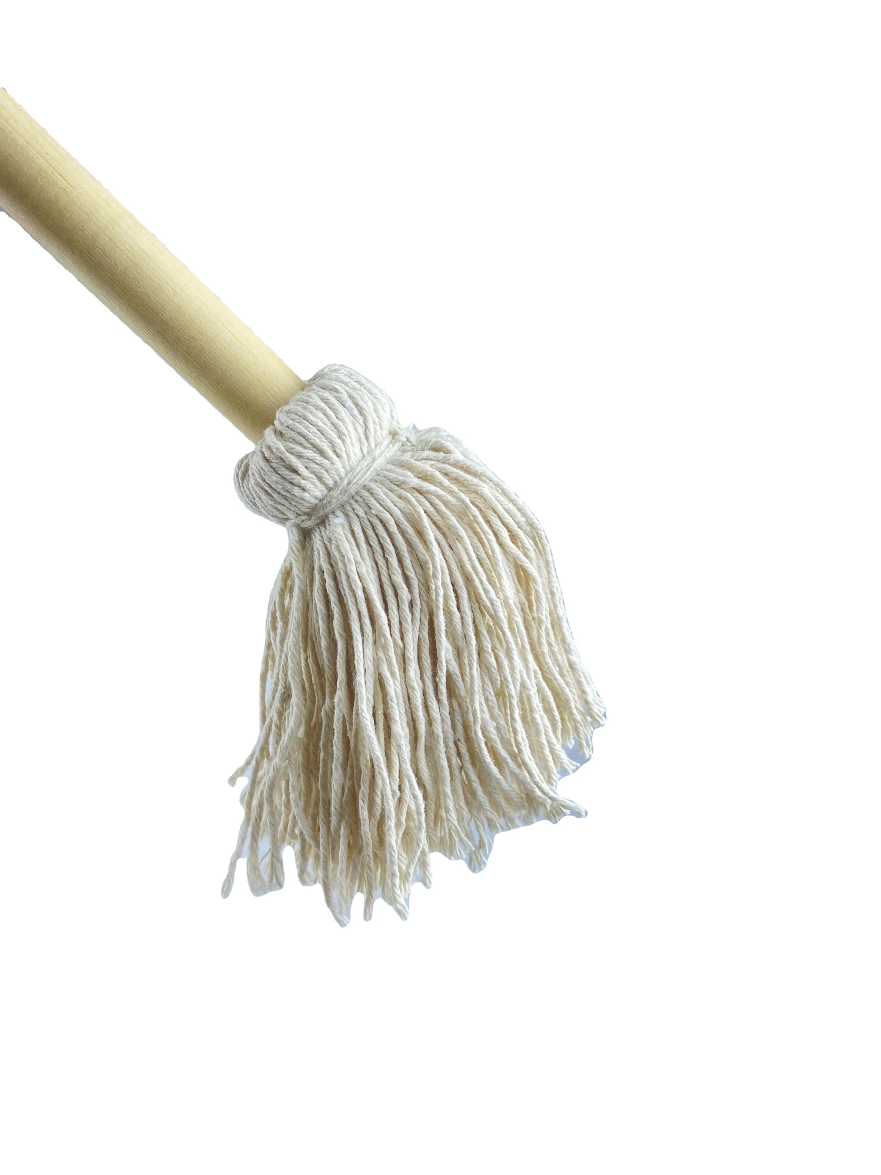 China mop Manufacturers Wholesale 13 inch Cotton Basting Mop BBQ Brush Wood Handle Sauce Mop Basting Brushes Oil Brush BBQ Accessories