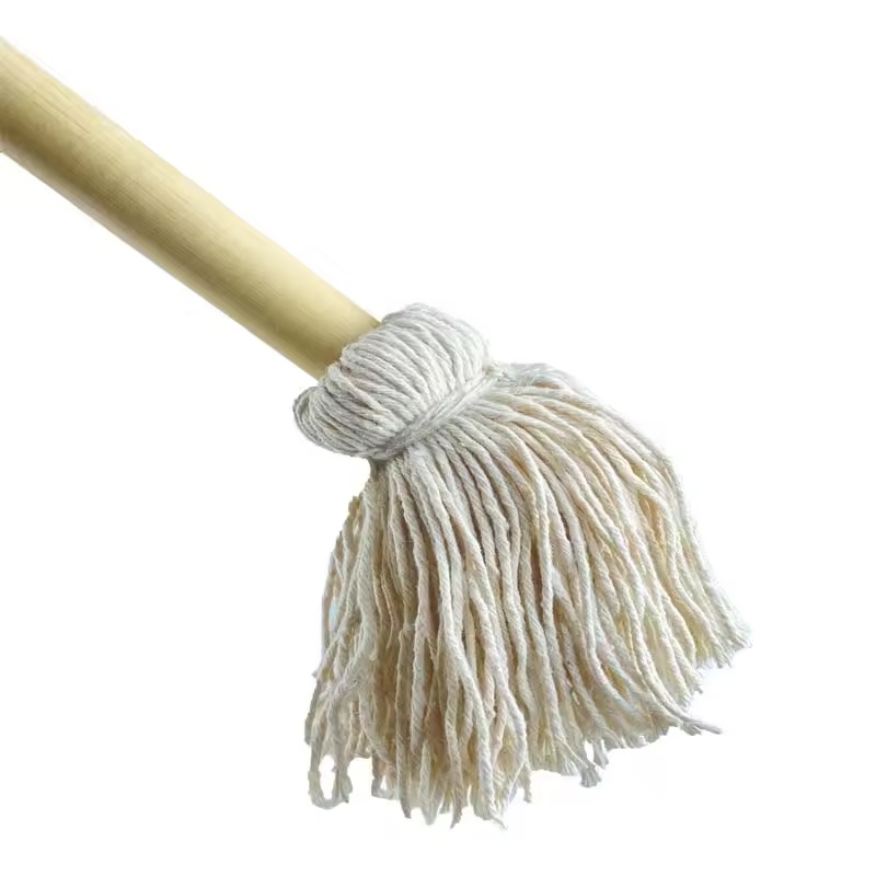 China mop Manufacturers Wholesale 13 inch Cotton Basting Mop BBQ Brush Wood Handle Sauce Mop Basting Brushes Oil Brush BBQ Accessories