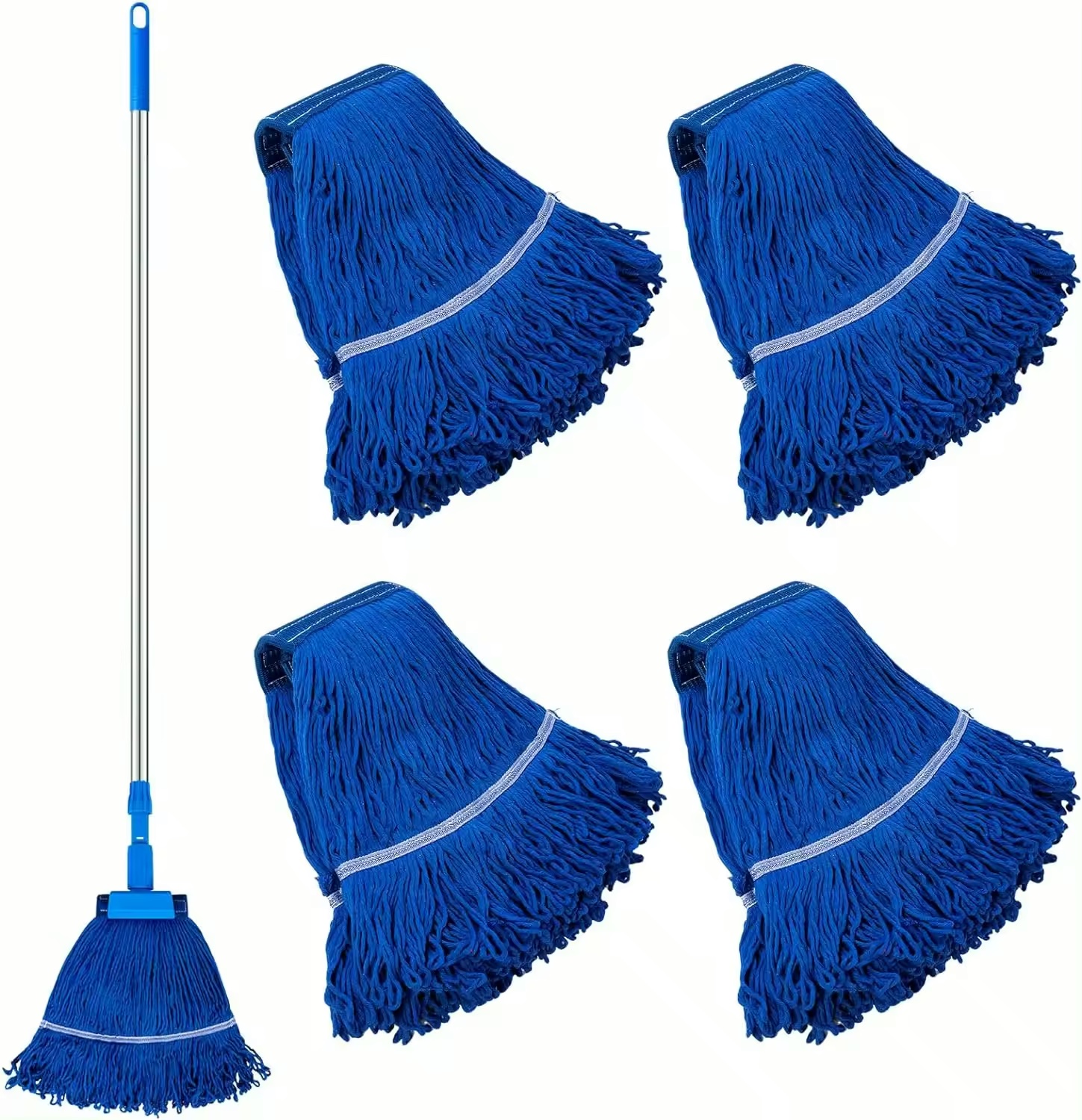 China mop Manufacturers Wholesale Industrial Commercial Use Custom Blue 6 Inch Headband Loop-End Cotton String Mop Head